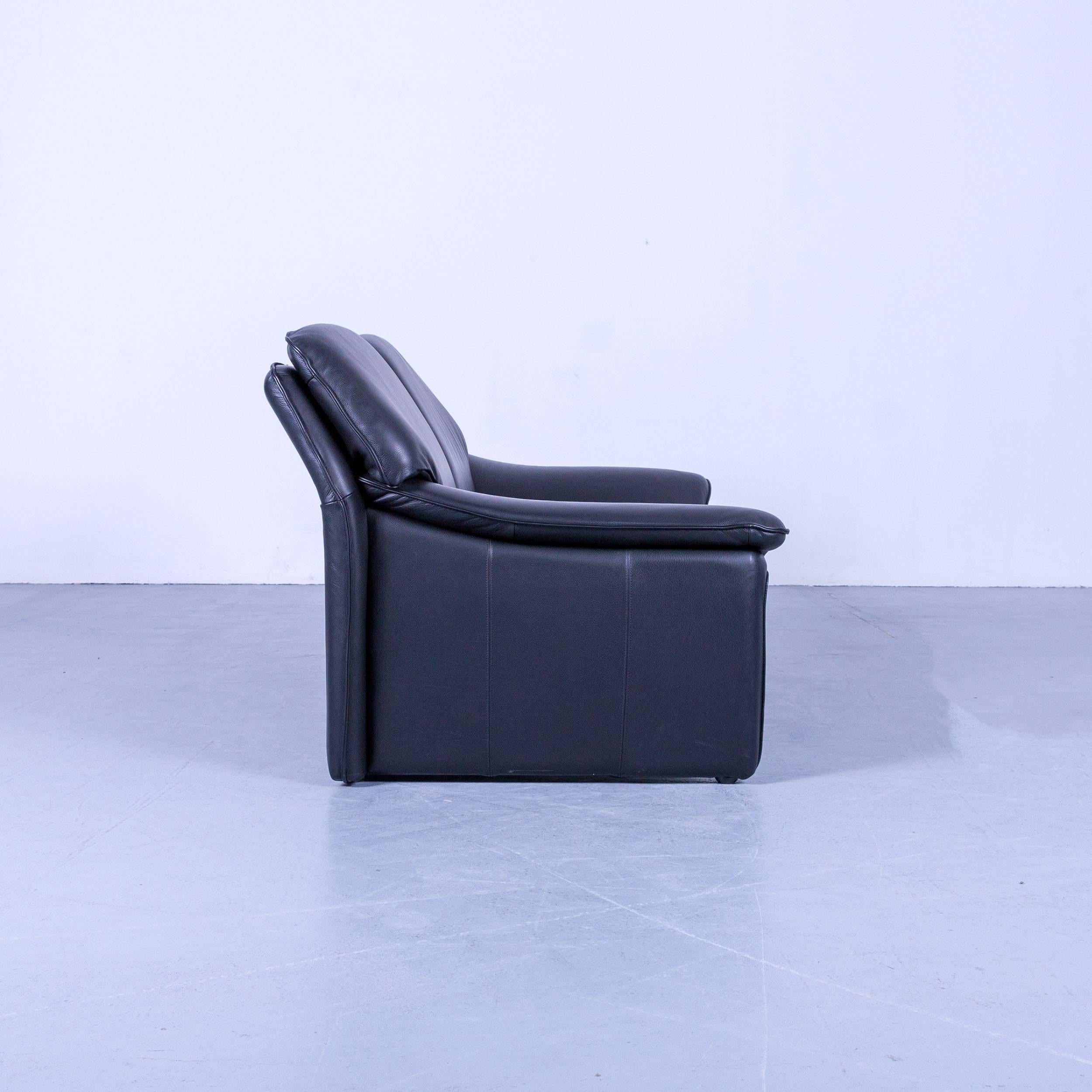 Laauser Atlanta Designer Sofa-Leder-Schwarze zweisitzige Couch 2