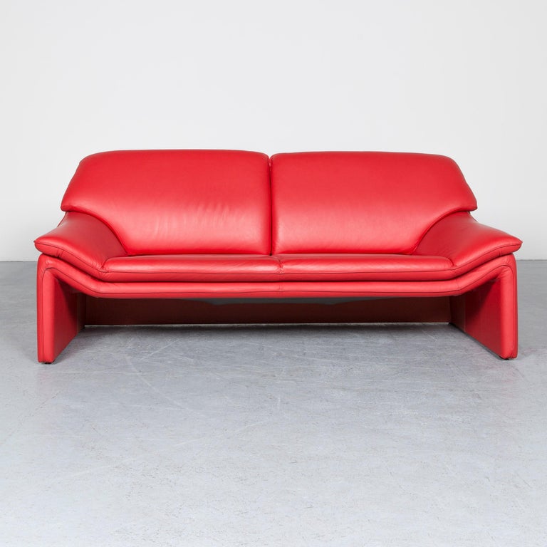 Laauser Atlanta Designer Sofa Leather Red TwoSeat Couch Modern For