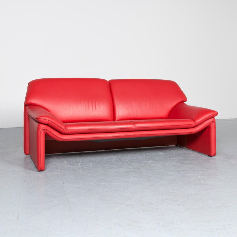 Laauser Atlanta Designer Sofa Leather Red TwoSeat Couch Modern For