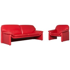 Used Laauser Atlanta Designer Sofa Leather Red Two-Seat Couch Modern