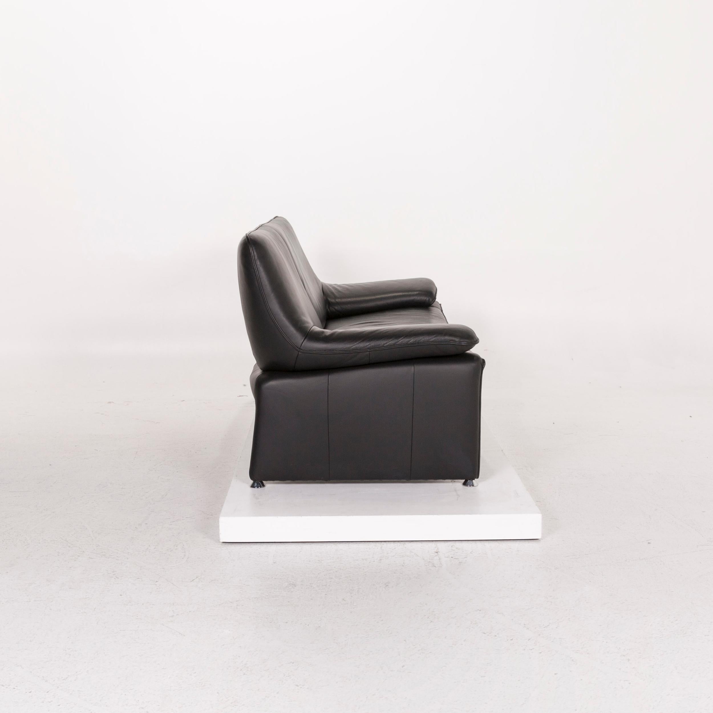 Laauser Atlanta Ledersofa Schwarz Dreisitzer Couch 1