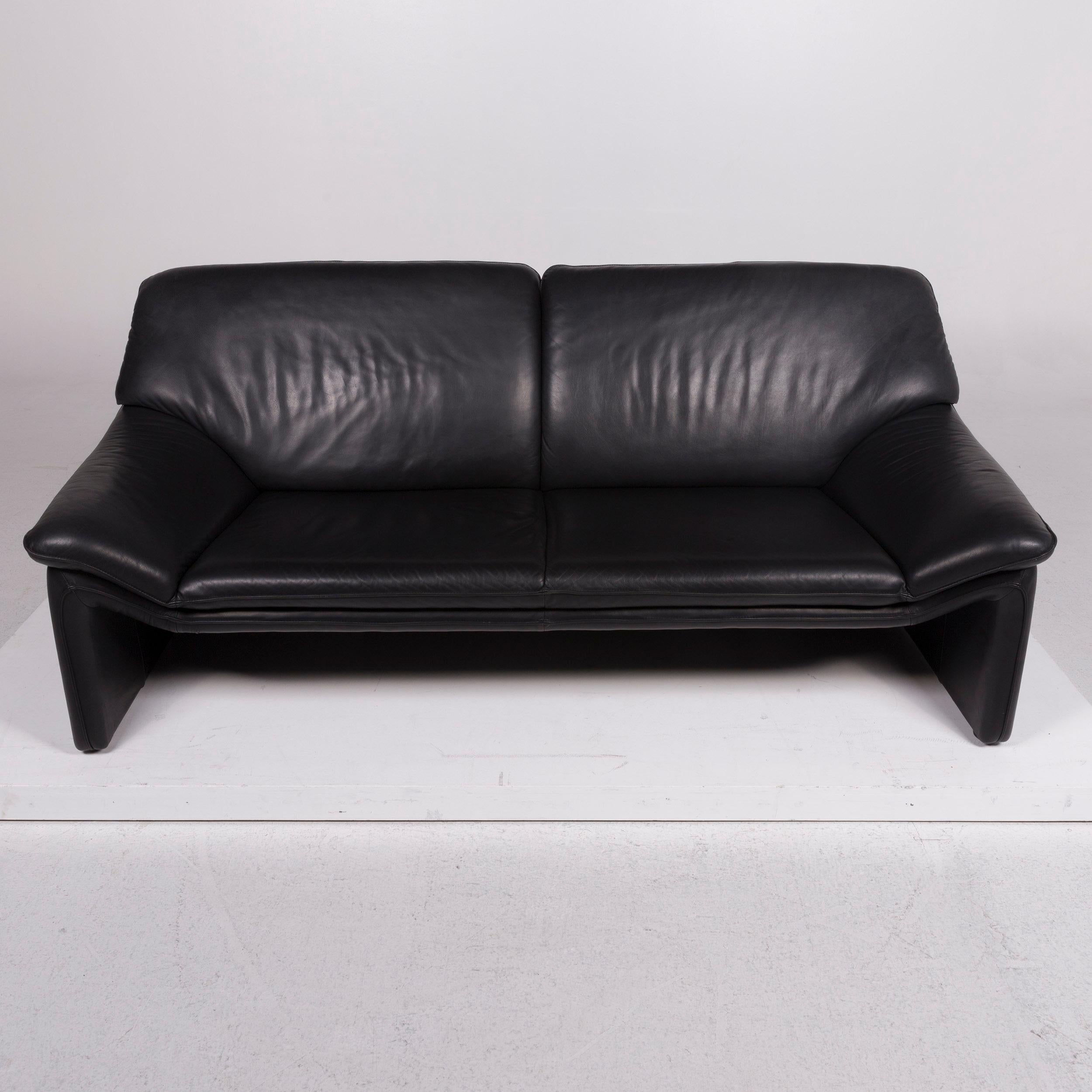 Laauser Atlanta Leder-Sofa mit schwarzem Dreisitzer (Moderne)