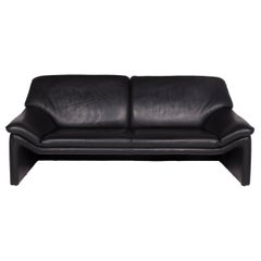 Laauser Atlanta Leather Sofa Black Three-Seat