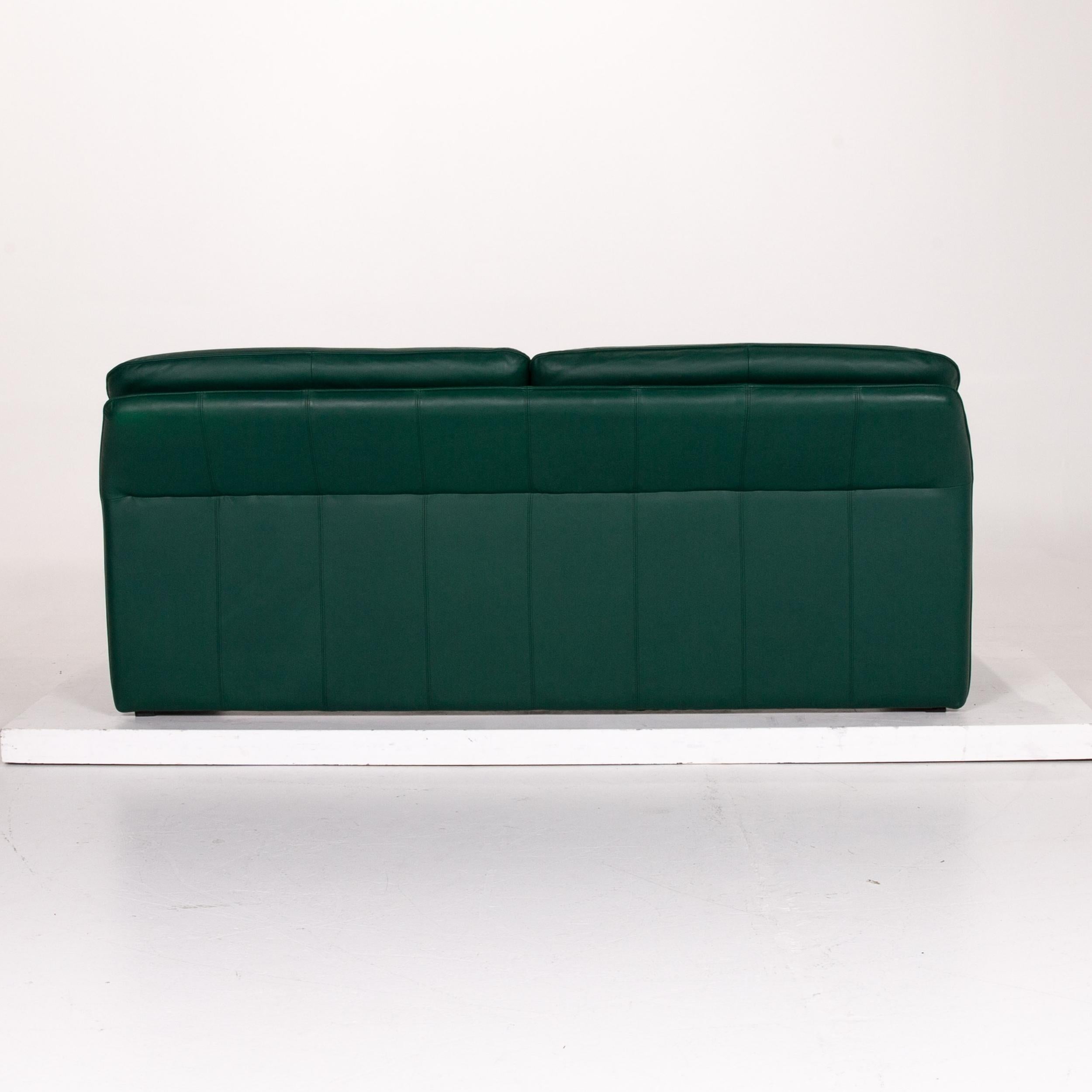 Laauser Atlanta Leder-Sofa Grün Dunkelgrüne Zweisitzer-Kommode 2