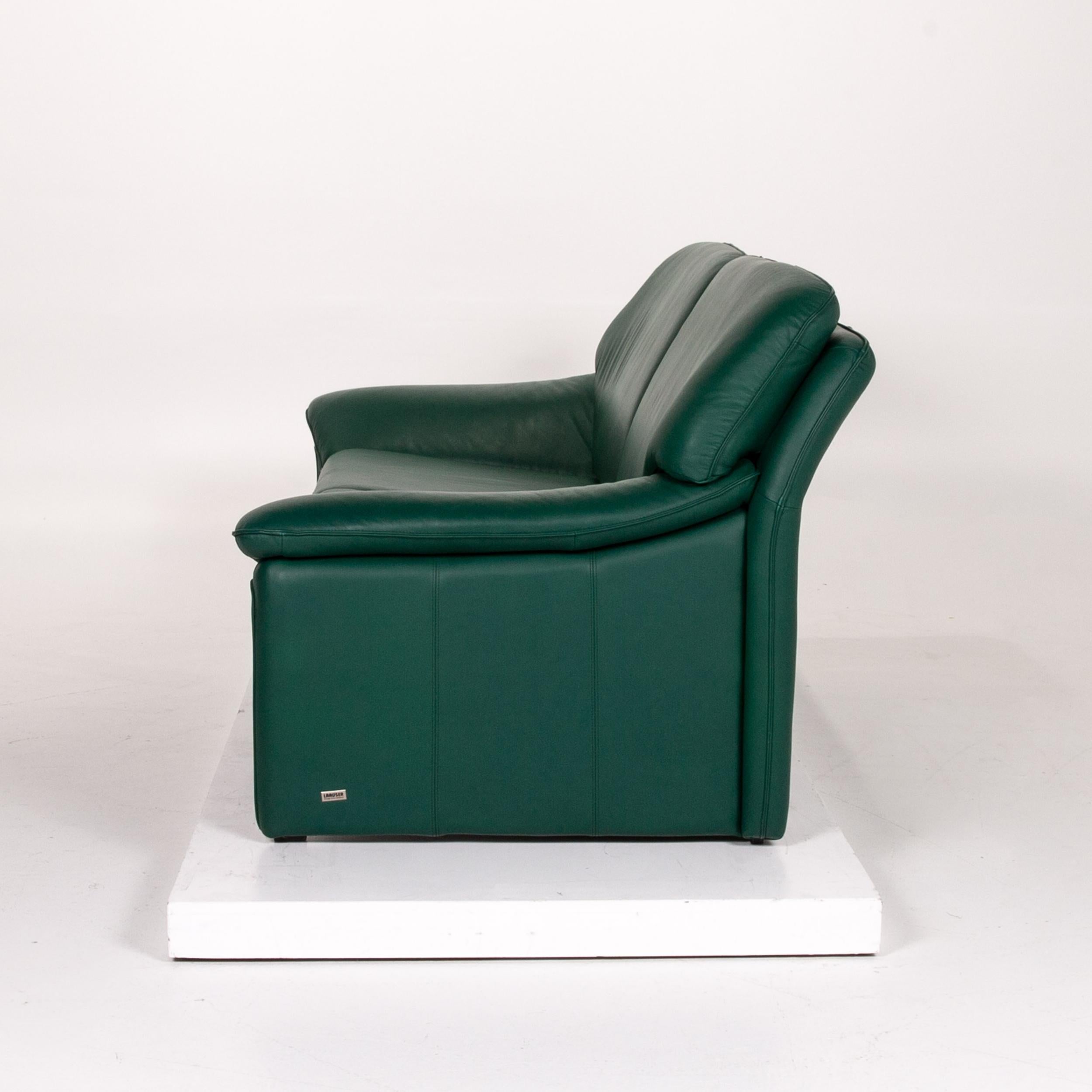 Laauser Atlanta Leder-Sofa Grün Dunkelgrüne Zweisitzer-Kommode 4
