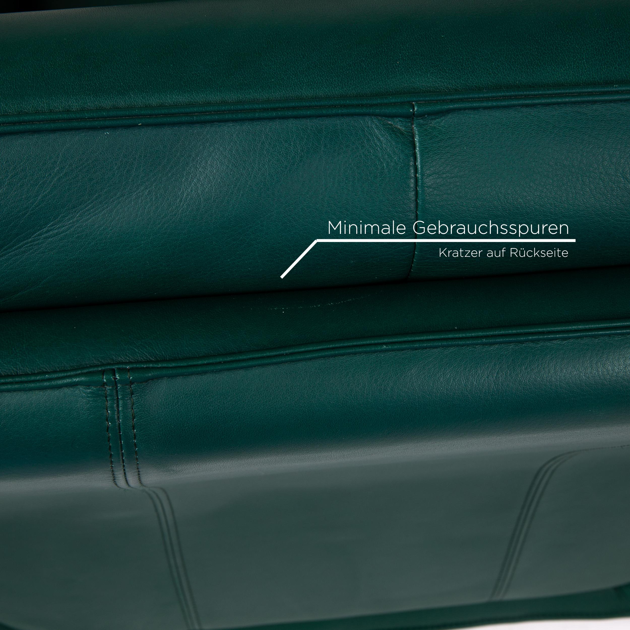 Laauser Atlanta Leder Sofa Set Grün Dunkelgrün 1 Zweisitzer 2 Sessel 4