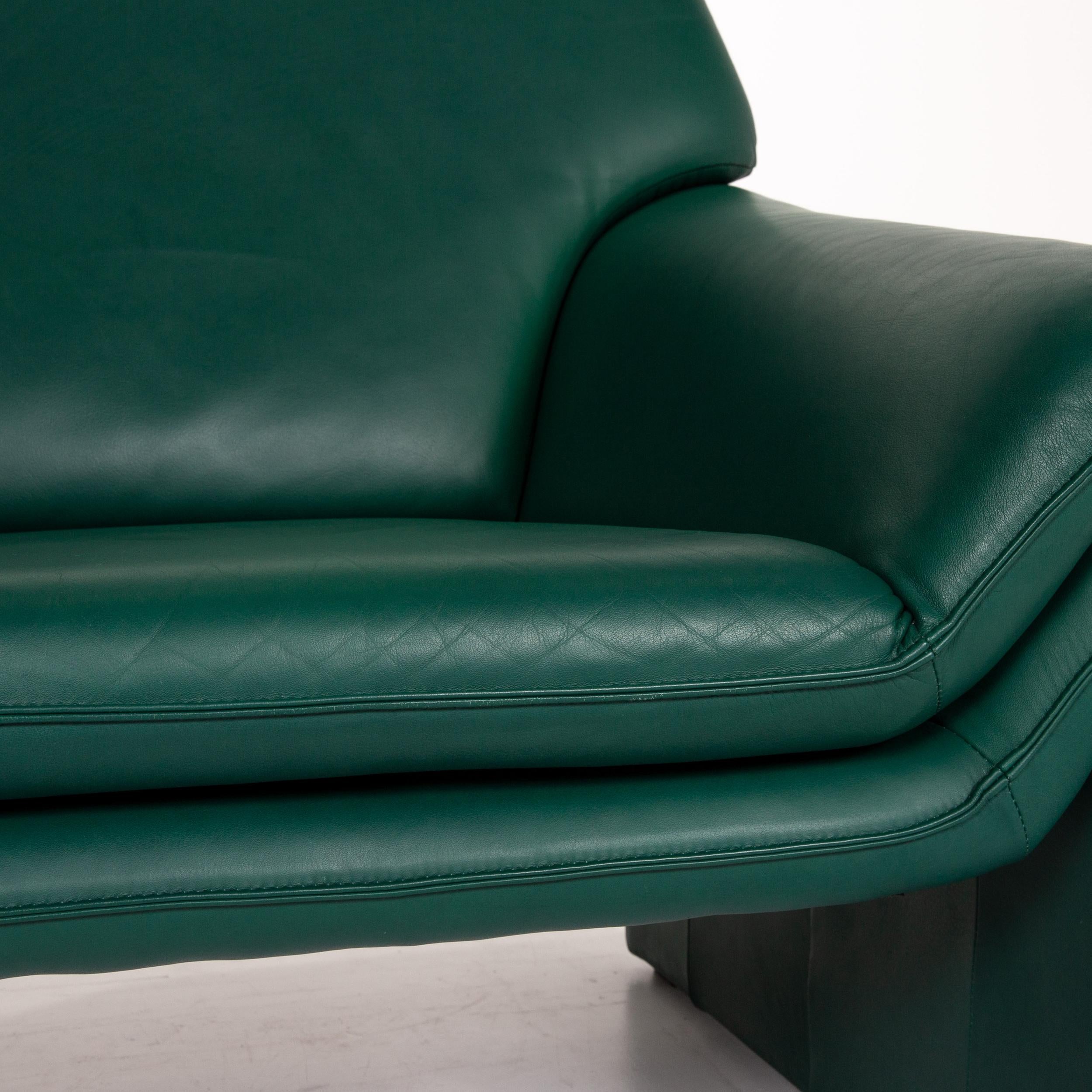Laauser Atlanta Leder Sofa Set Grün Dunkelgrün 1 Zweisitzer 2 Sessel (21. Jahrhundert und zeitgenössisch)