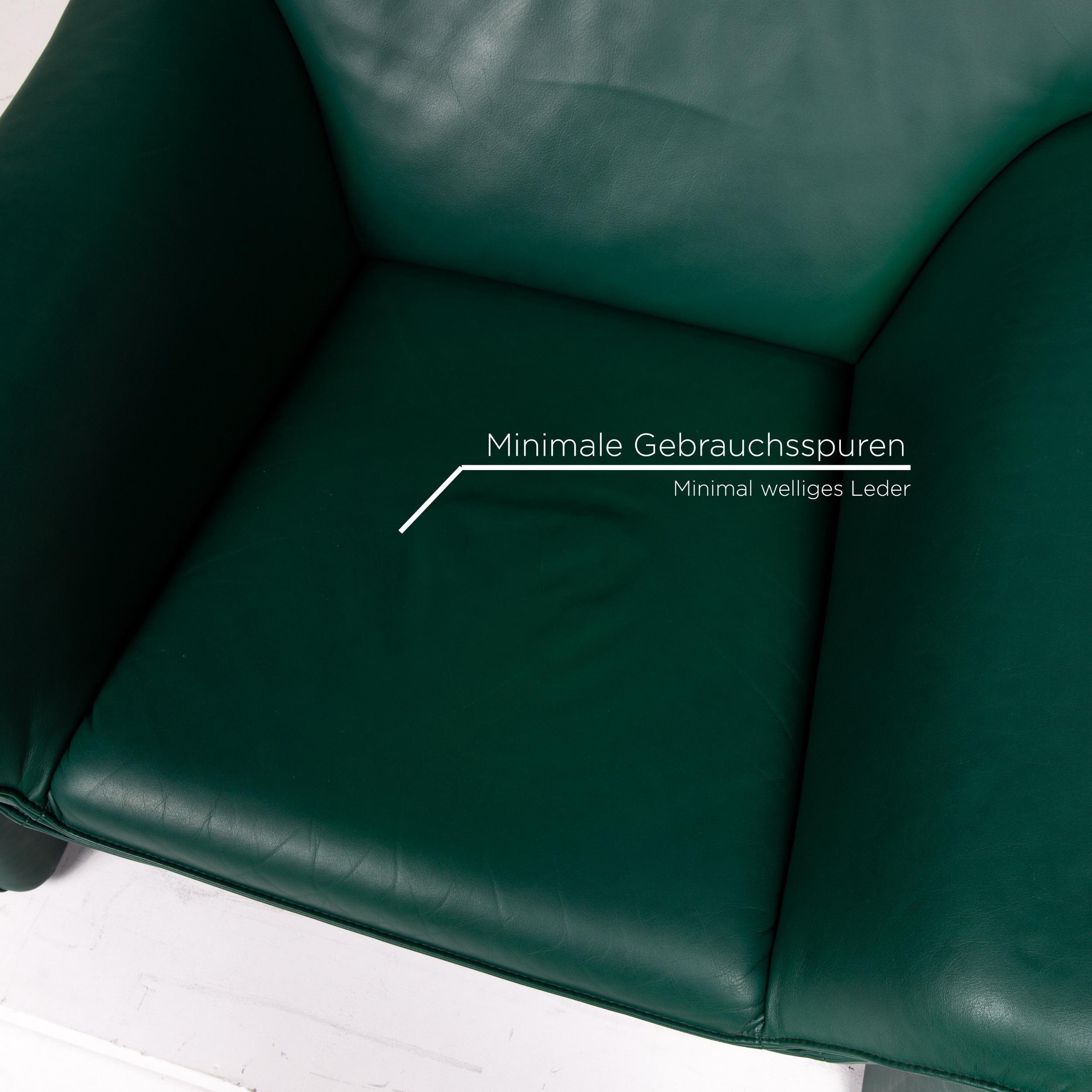 Laauser Atlanta Leder Sofa Set Grün Dunkelgrün 1 Zweisitzer 2 Sessel 2
