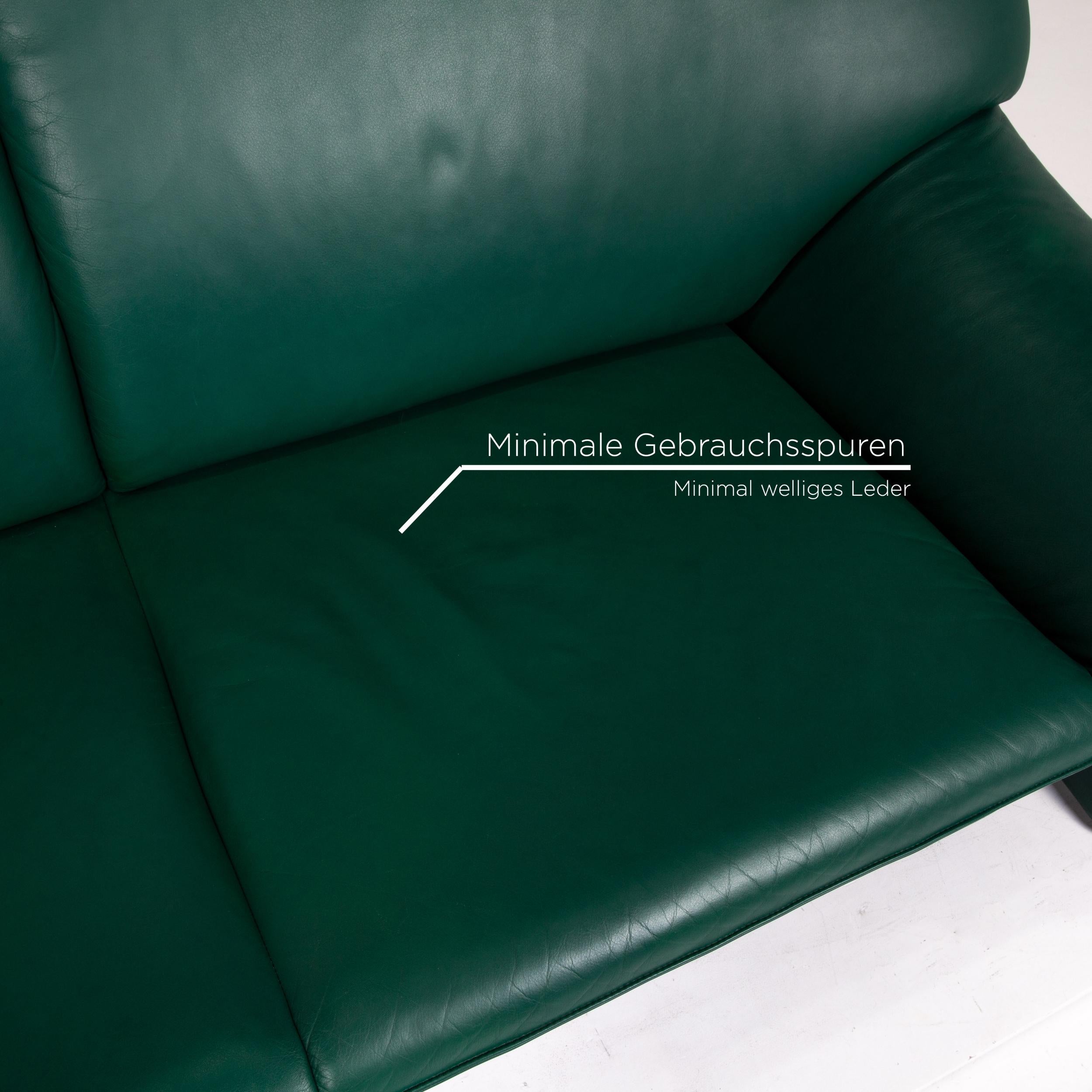 Laauser Atlanta Leder Sofa Set Grün Dunkelgrün 1 Zweisitzer 2 Sessel 3