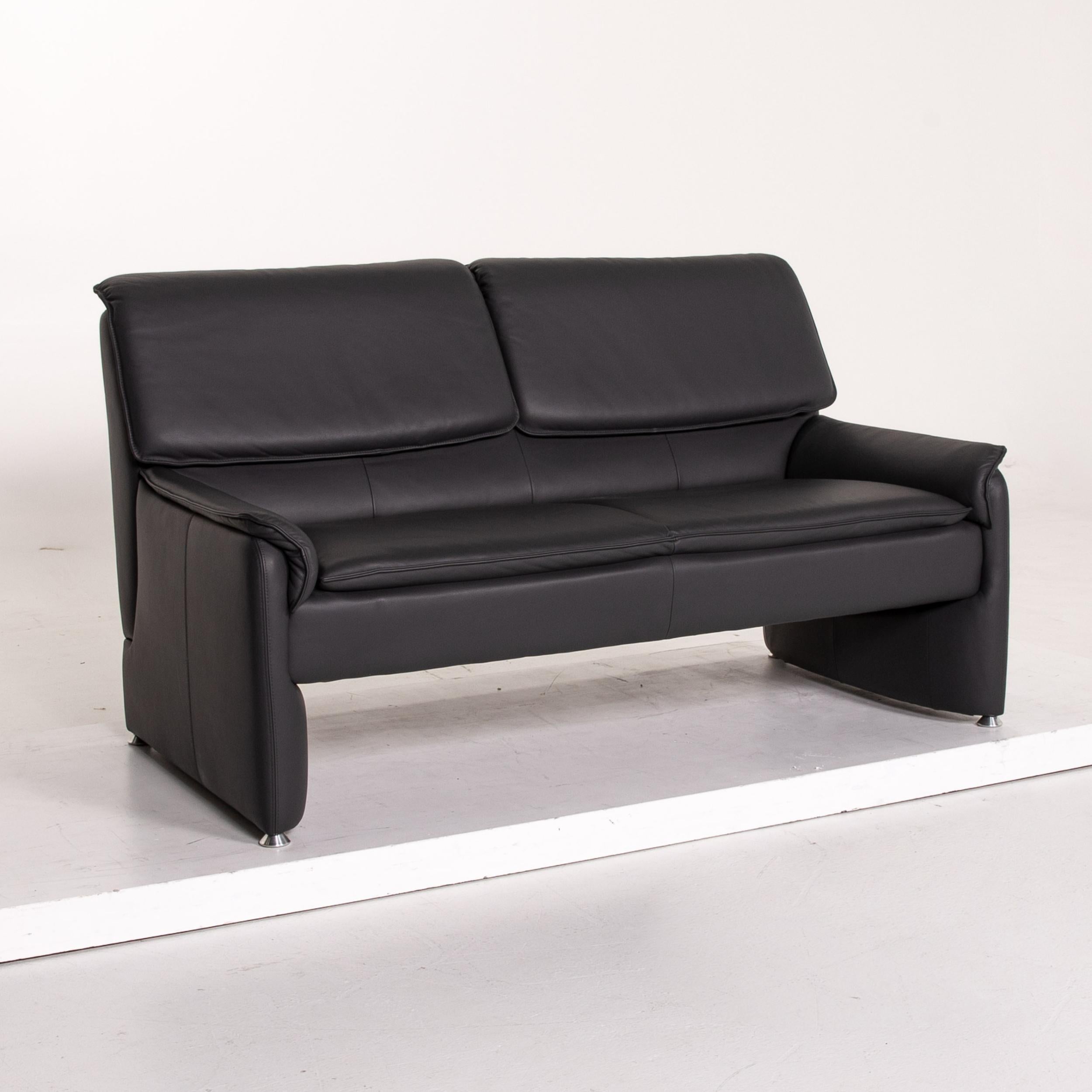 XXIe siècle et contemporain Laauser Carlos Sofa en cuir gris Canapé fonctionnel à deux places en vente