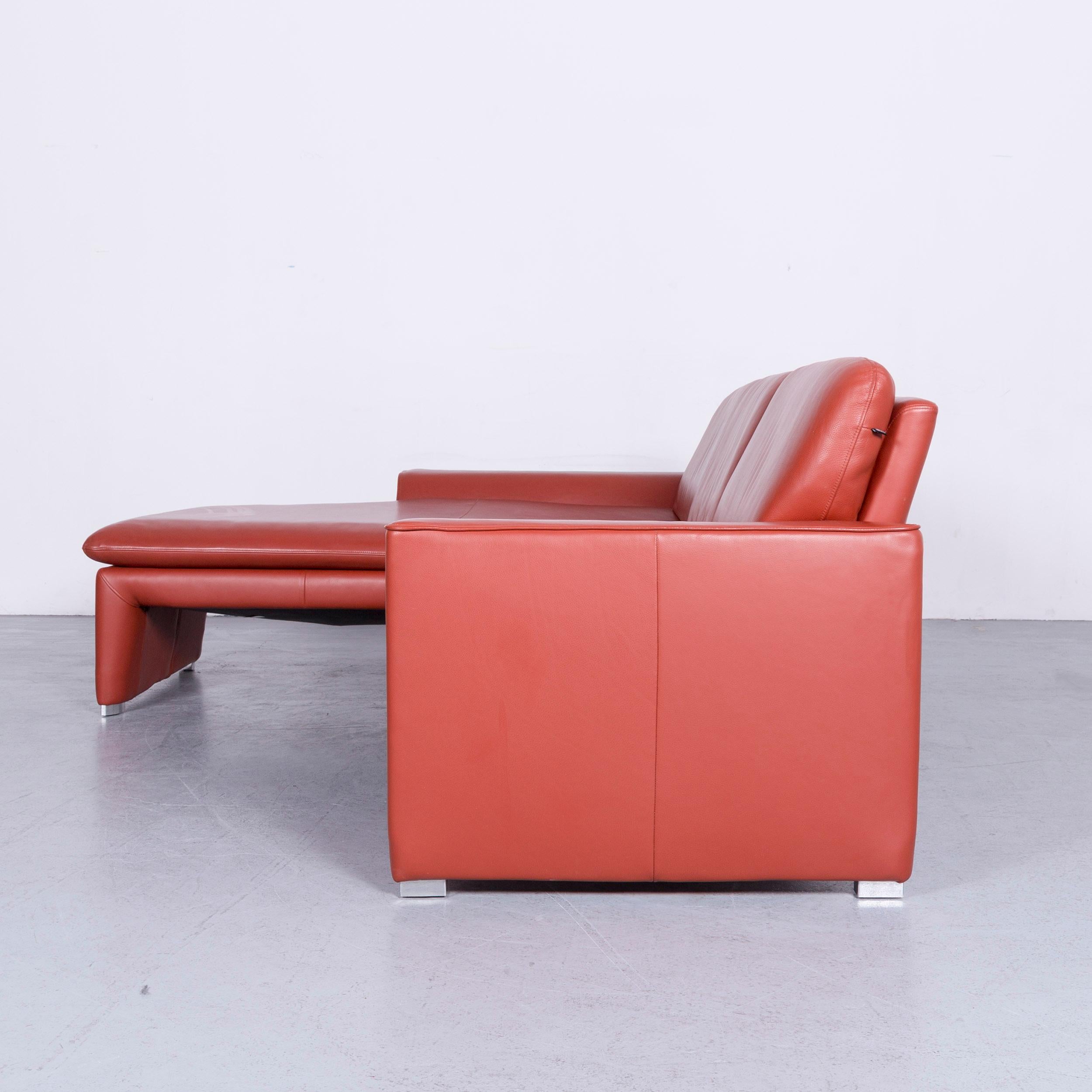 Laauser Corvus Designer Corner Sofa Leather Red Three-Seat Couch Modern 5