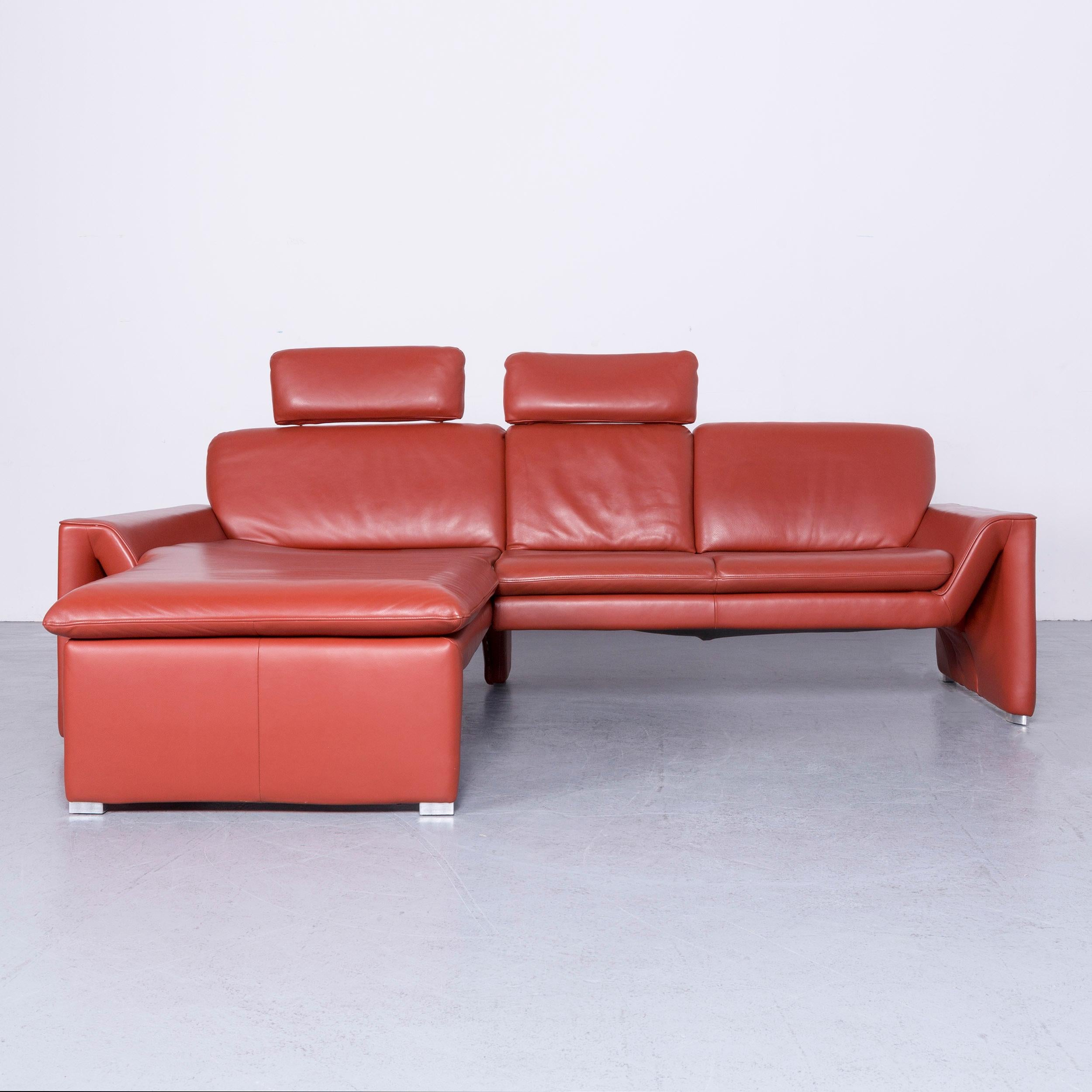 German Laauser Corvus Designer Corner Sofa Leather Red Three-Seat Couch Modern