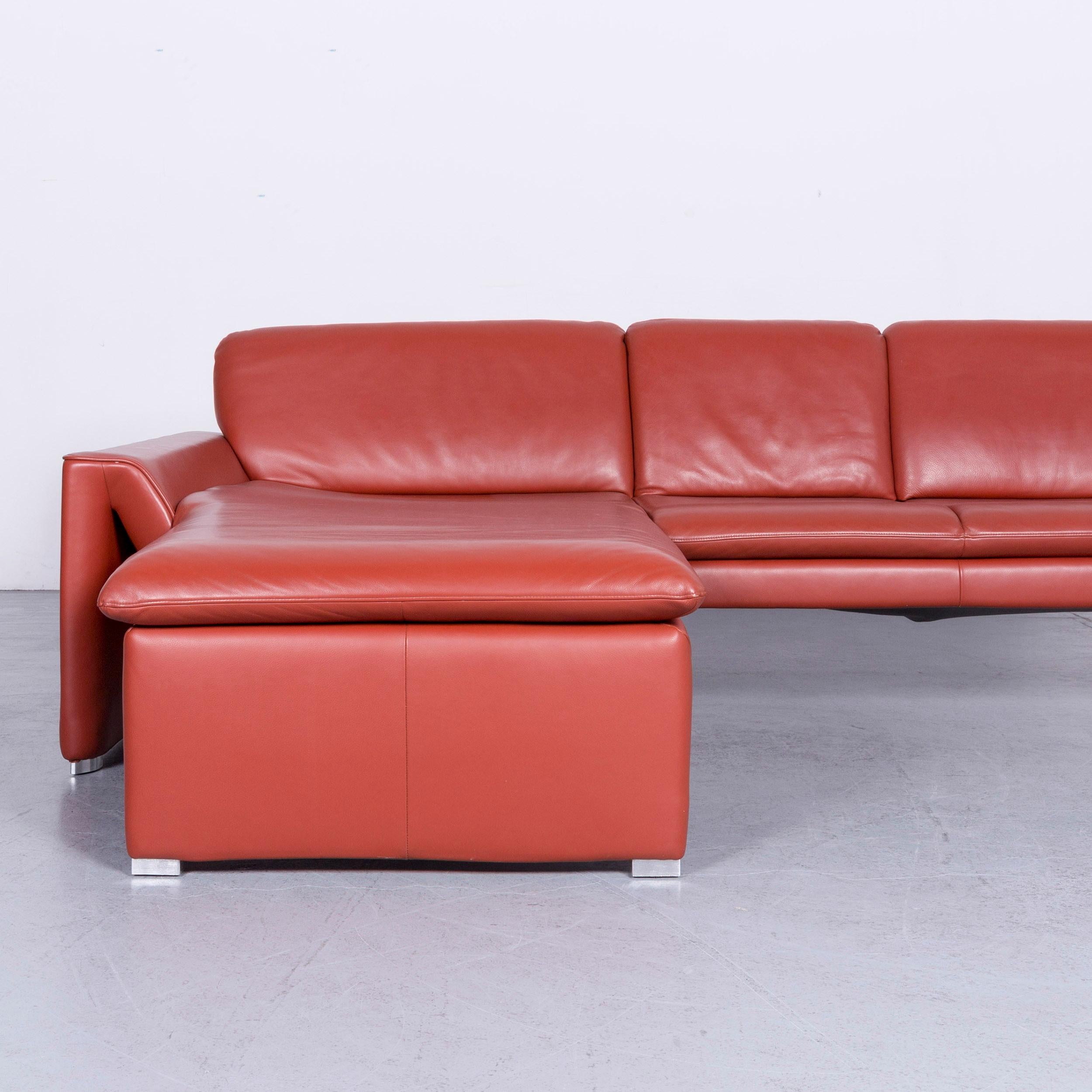 Laauser Corvus Designer Corner Sofa Leather Red Three-Seat Couch Modern In Good Condition In Cologne, DE