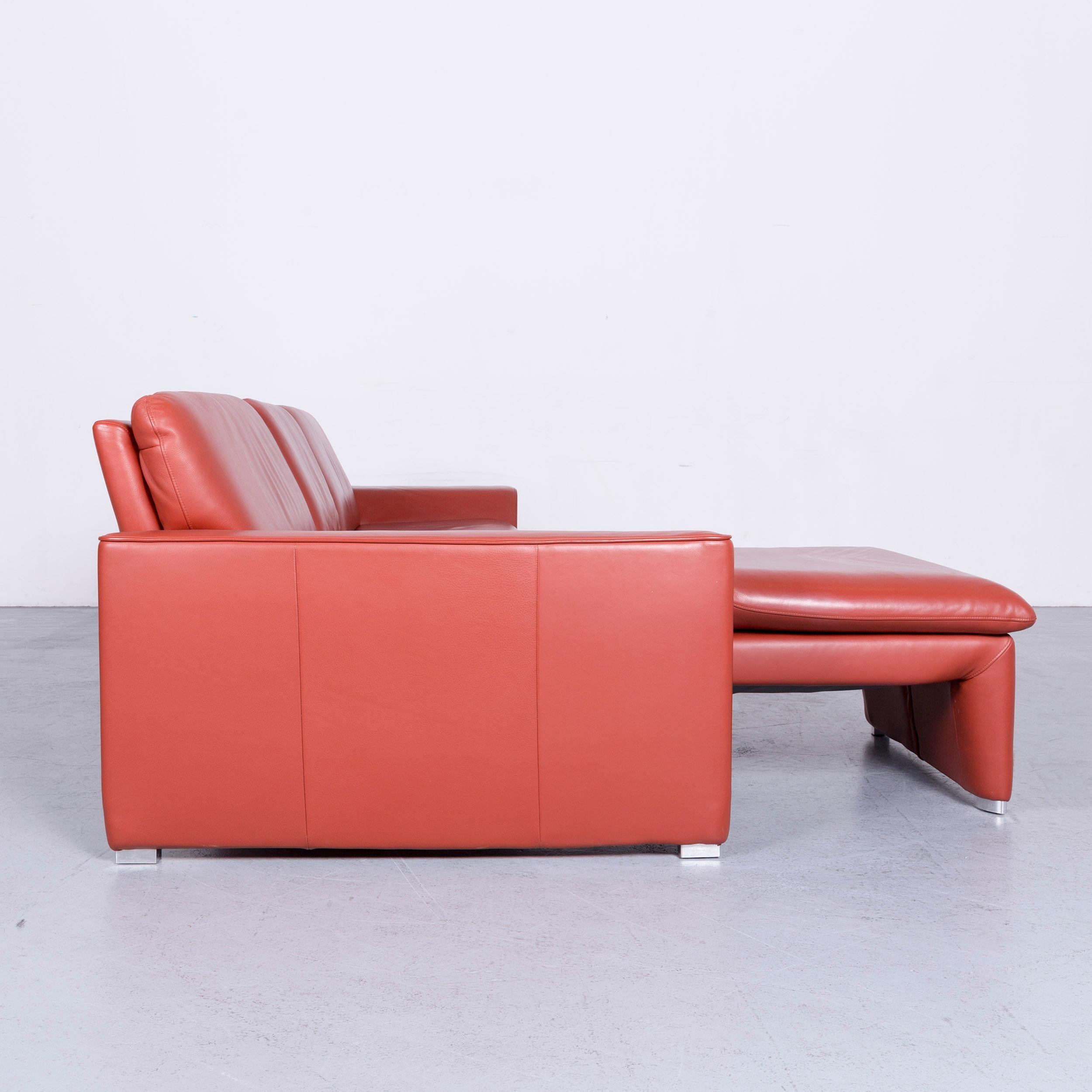 Laauser Corvus Designer Corner Sofa Leather Red Three-Seat Couch Modern 3