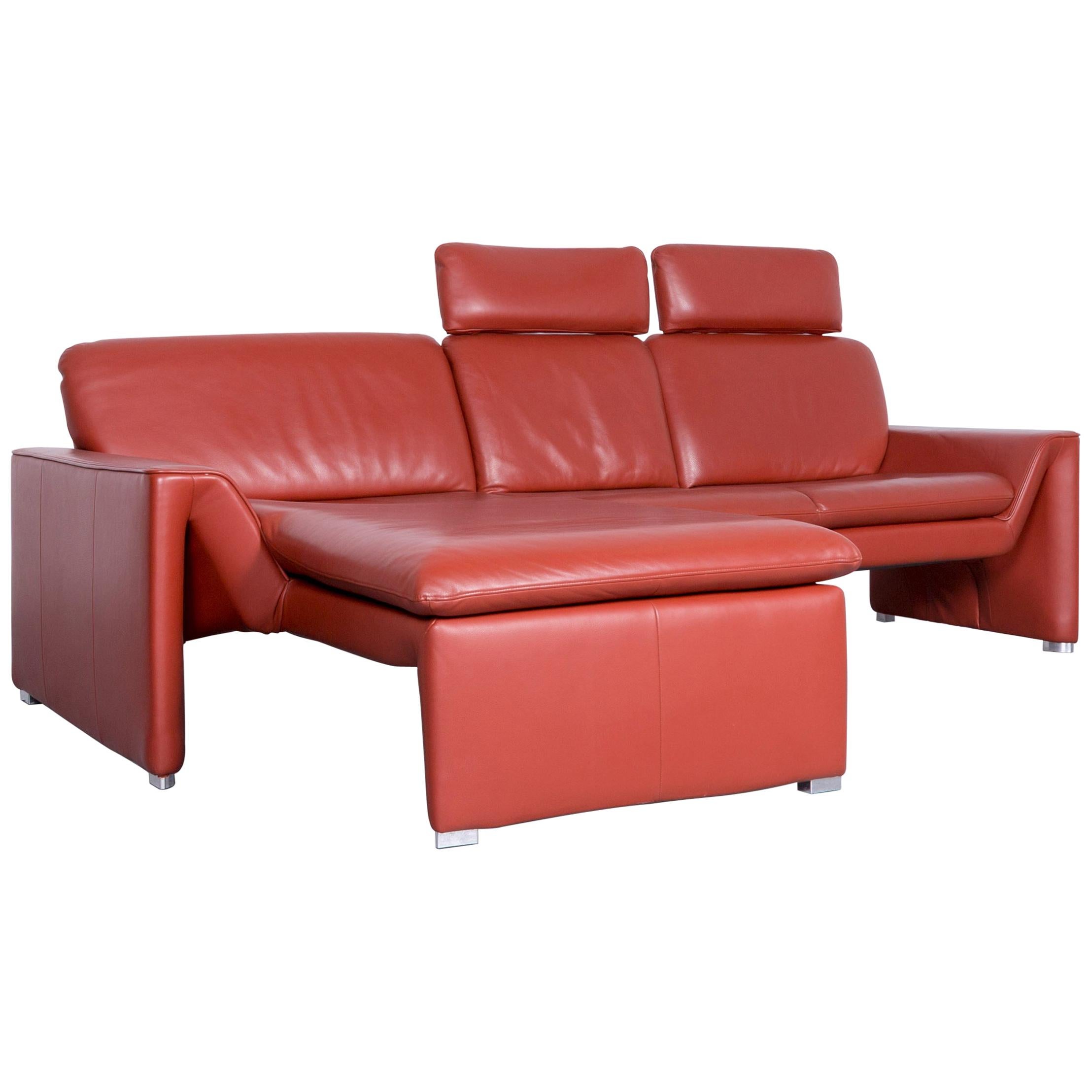 Laauser Corvus Designer Corner Sofa Leather Red Three-Seat Couch Modern