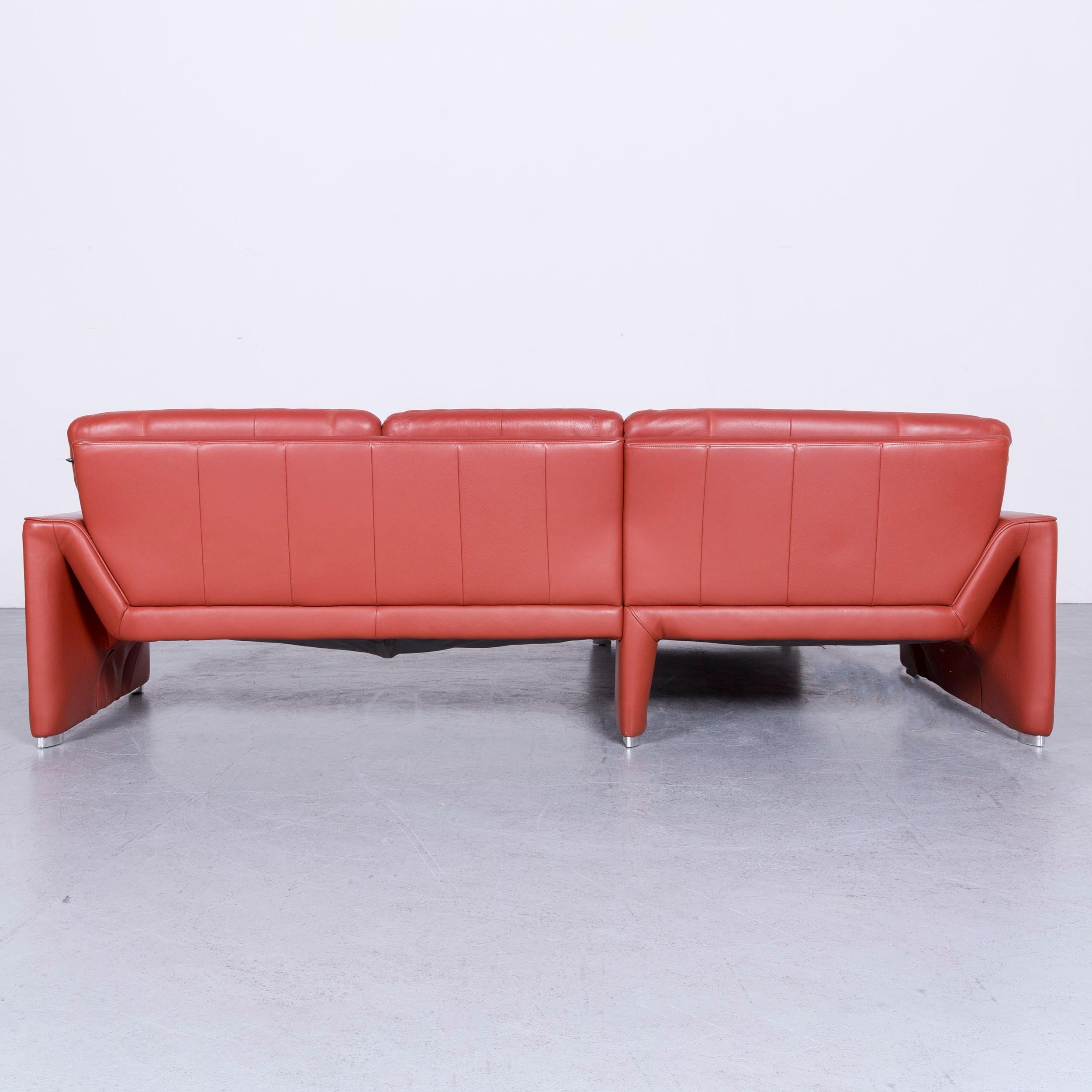 Laauser Corvus Designer Sofa Corner-Sofa Footstool Set Leather Red Couch  4