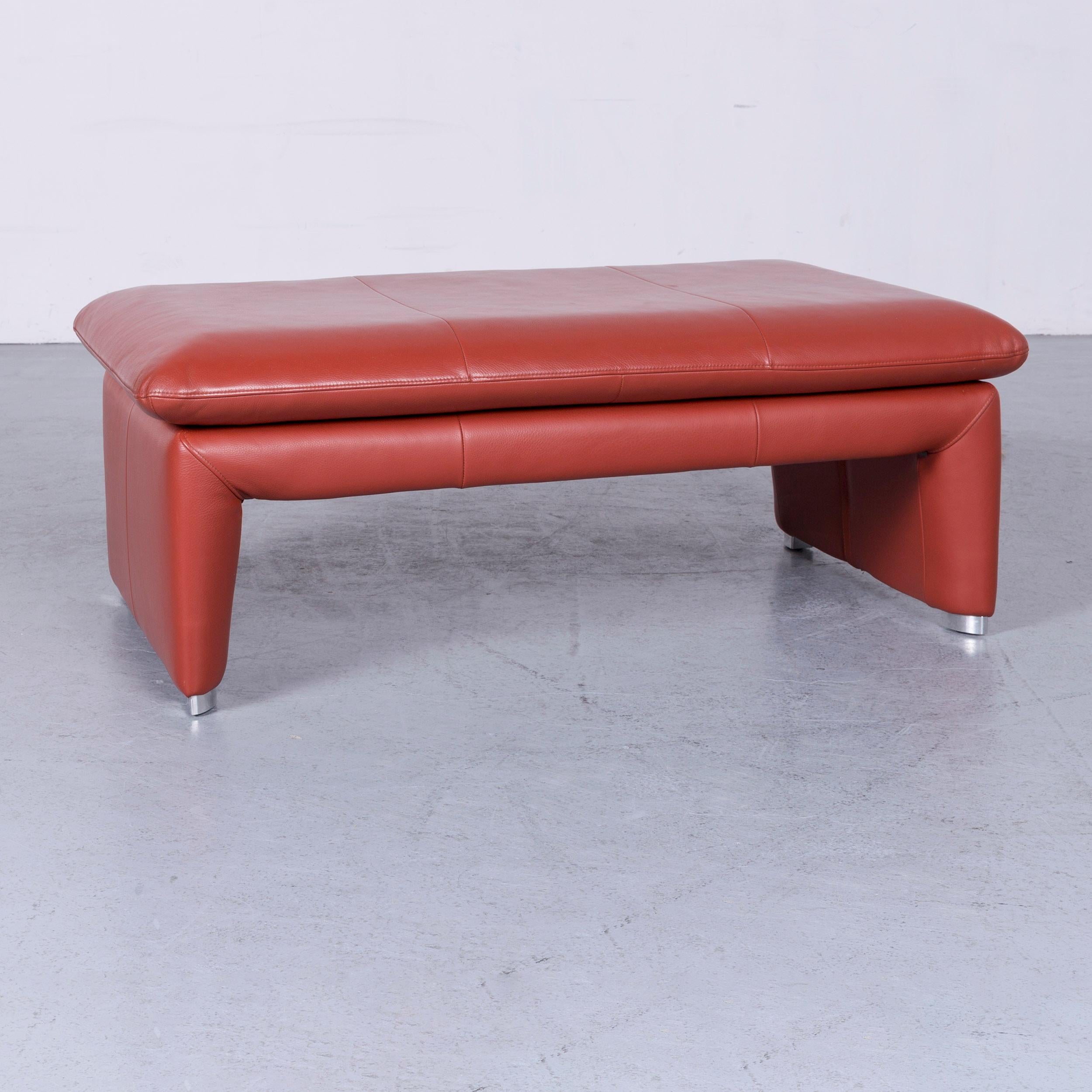 Laauser Corvus Designer Sofa Corner-Sofa Footstool Set Leather Red Couch 5