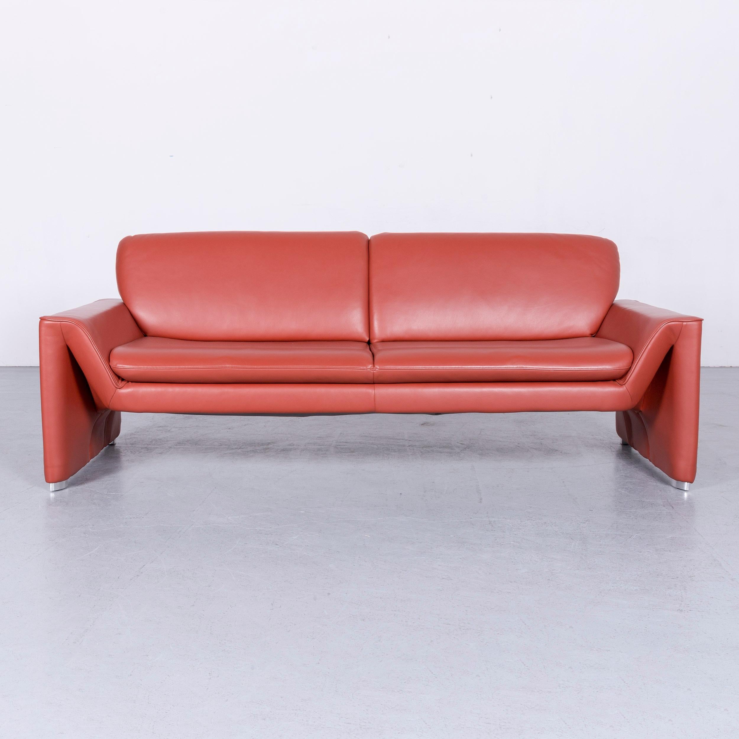 Laauser Corvus Designer Sofa Corner-Sofa Footstool Set Leather Red Couch  6