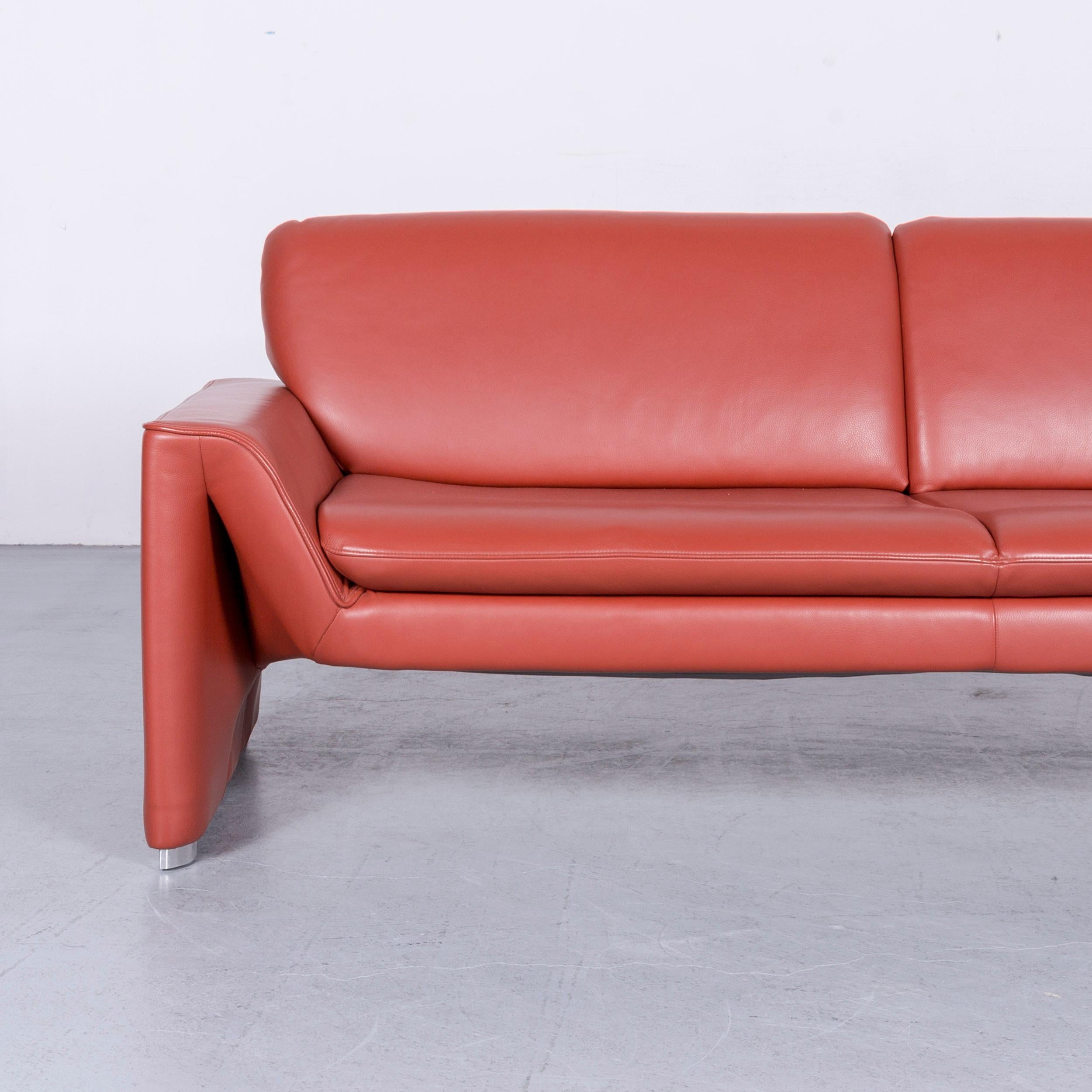 Laauser Corvus Designer Sofa Corner-Sofa Footstool Set Leather Red Couch  8