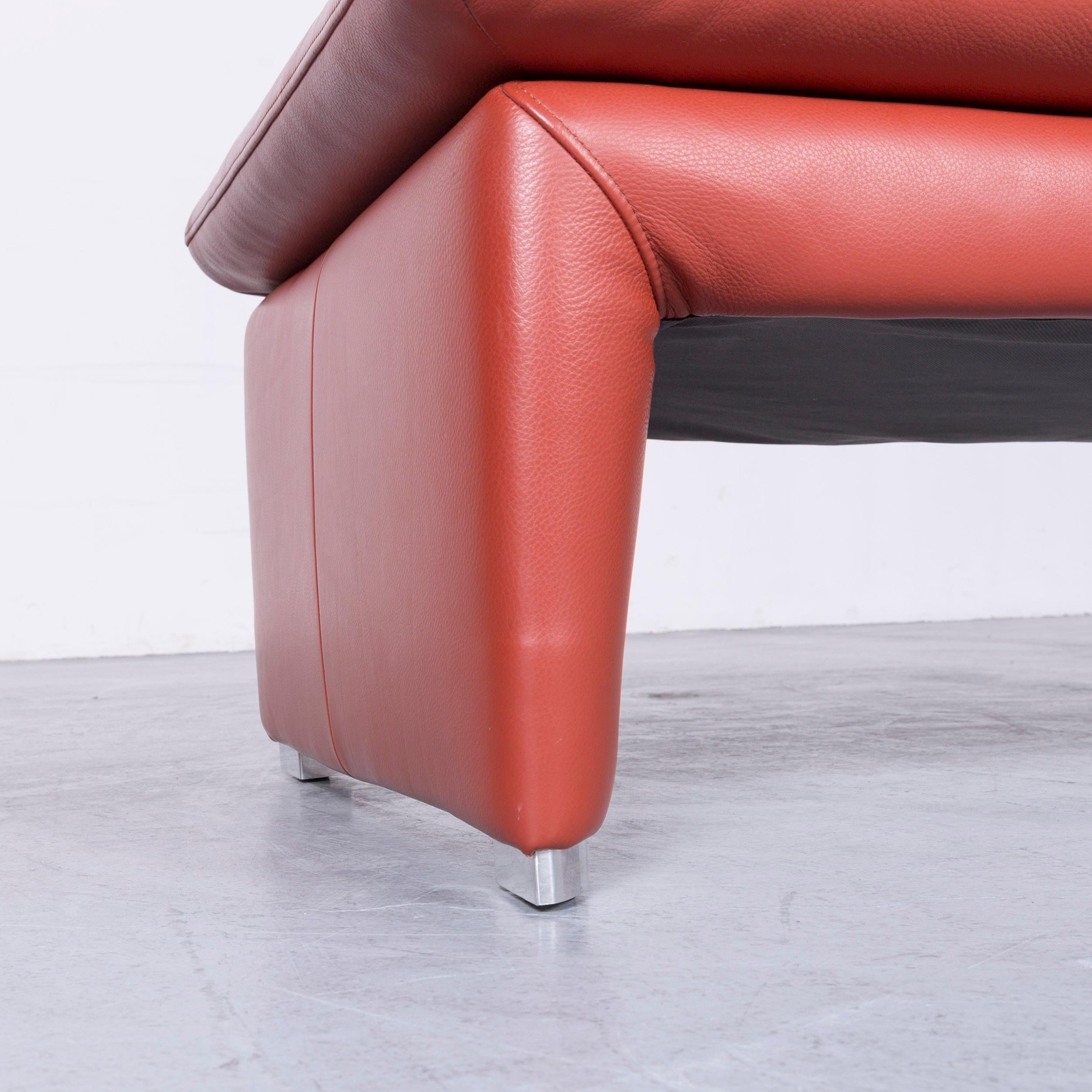 Laauser Corvus Designer Sofa Corner-Sofa Footstool Set Leather Red Couch 8