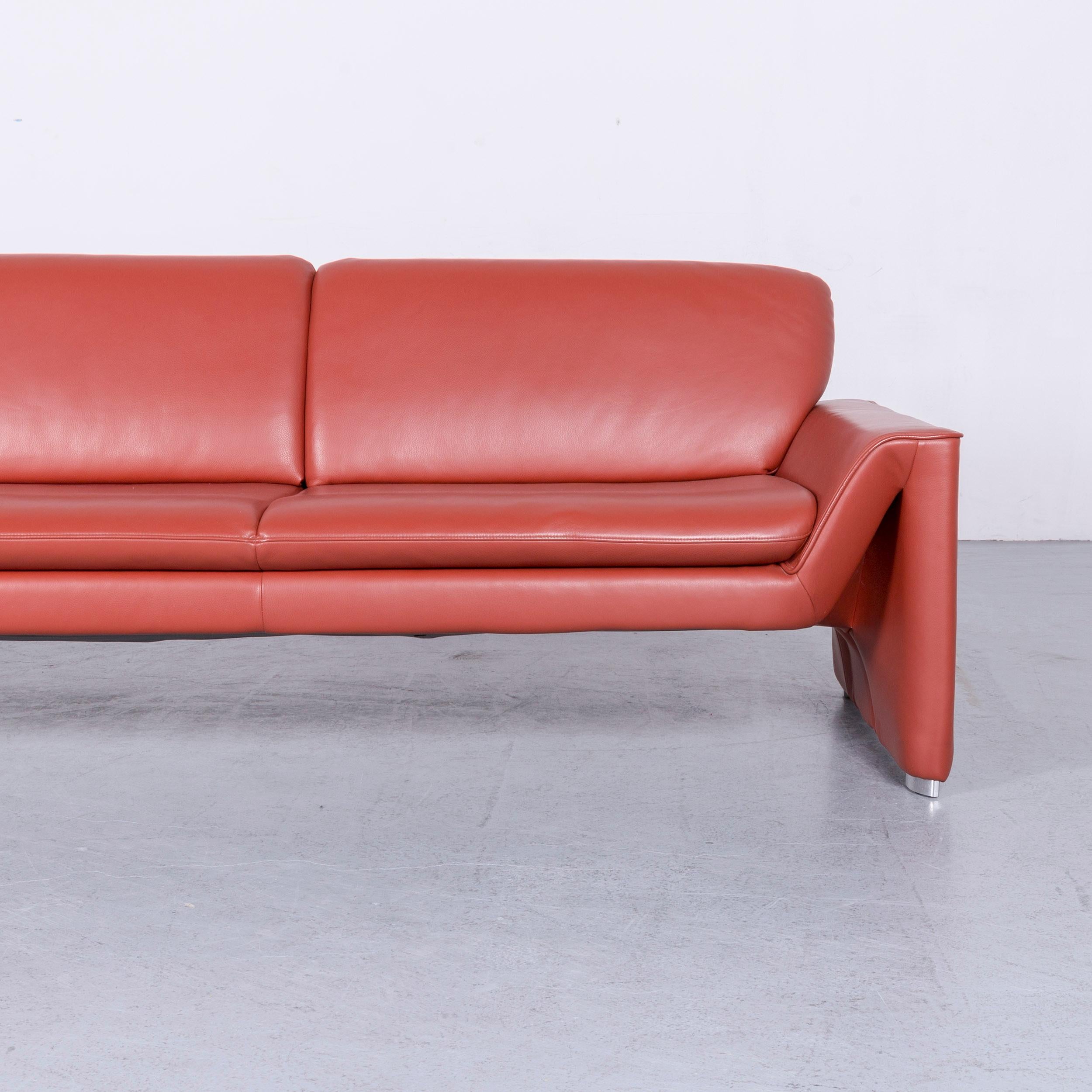 Laauser Corvus Designer Sofa Corner-Sofa Footstool Set Leather Red Couch  9
