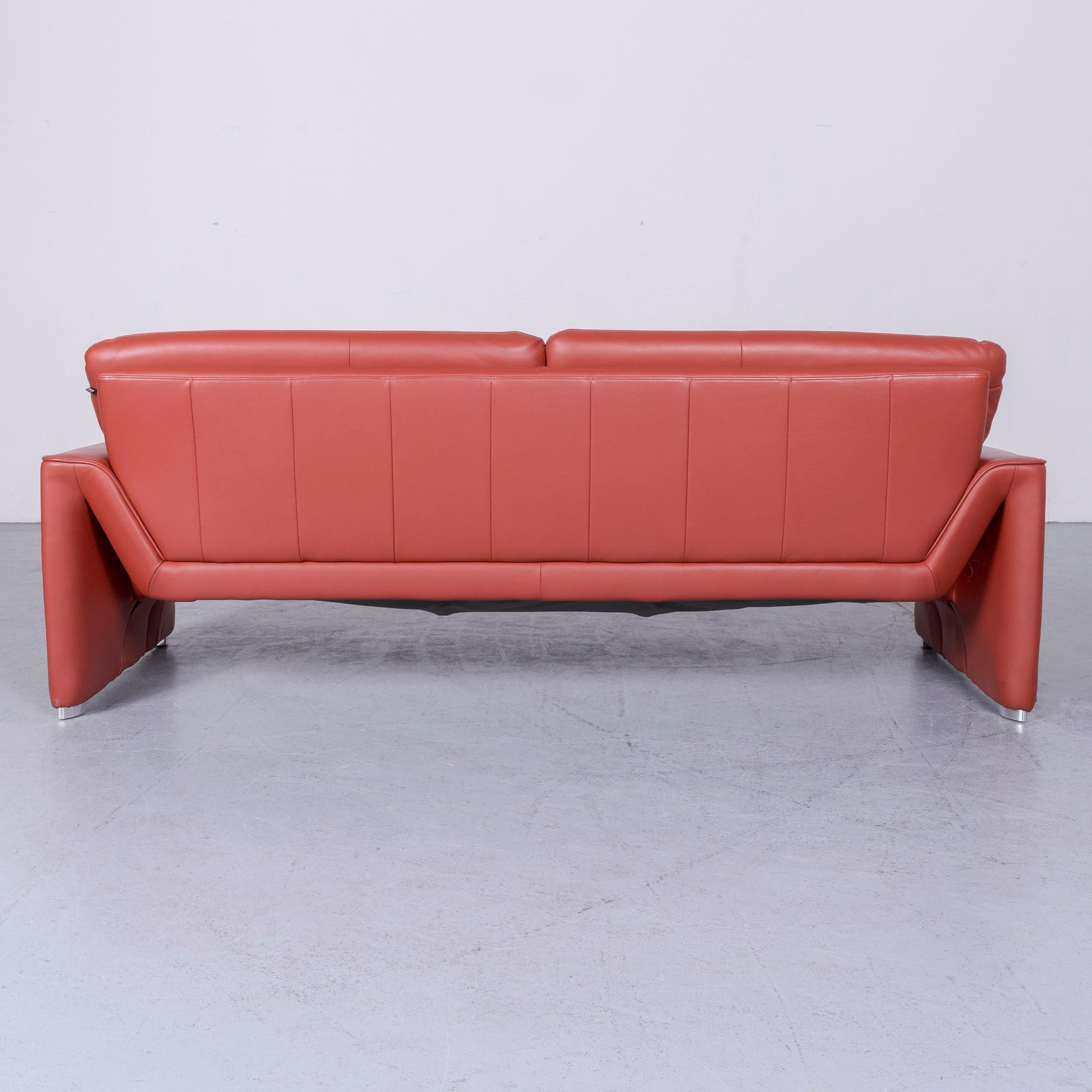 Laauser Corvus Designer Sofa Corner-Sofa Footstool Set Leather Red Couch  13