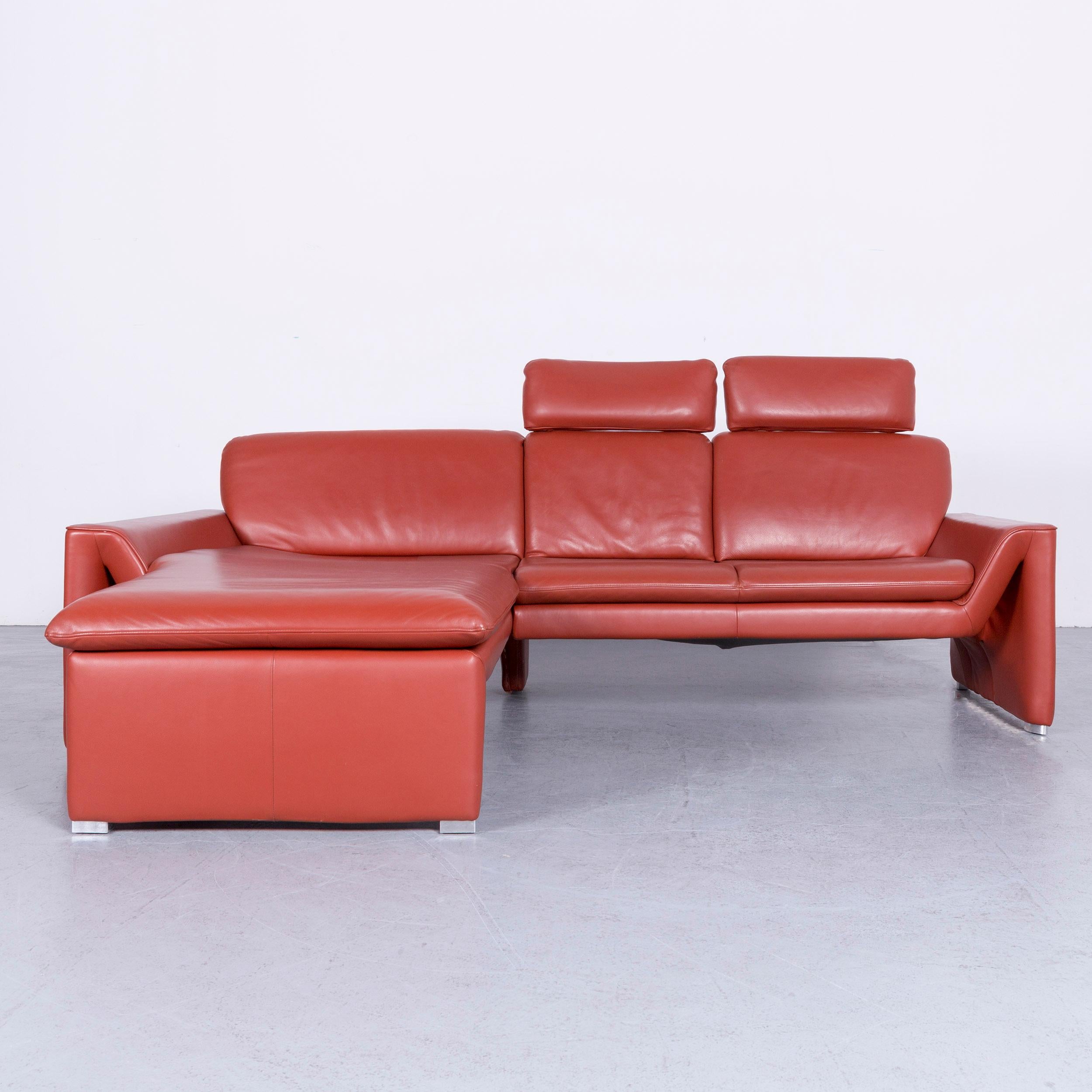Modern Laauser Corvus Designer Sofa Corner-Sofa Footstool Set Leather Red Couch 
