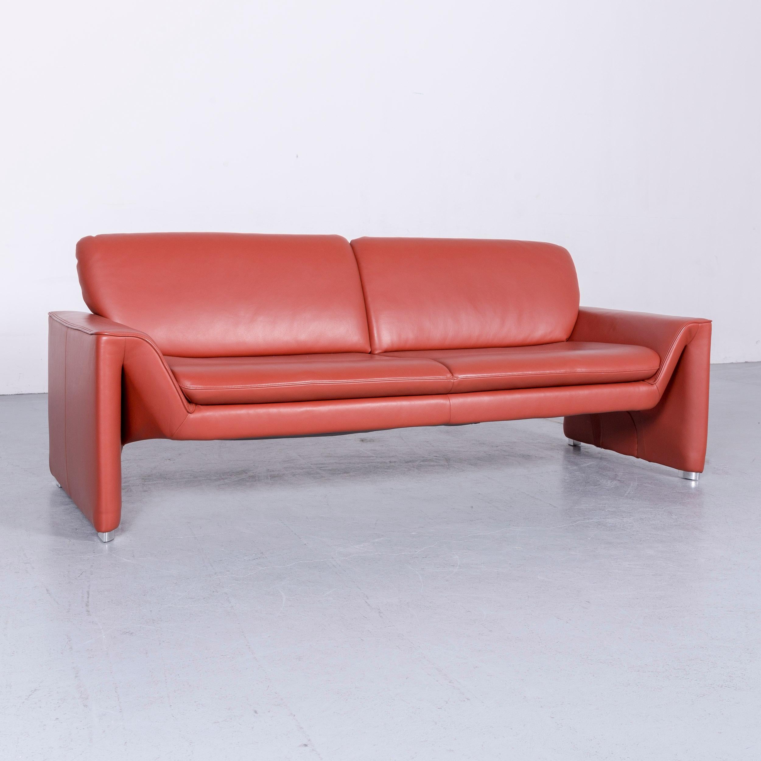 Modern Laauser Corvus Designer Sofa Corner-Sofa Footstool Set Leather Red Couch