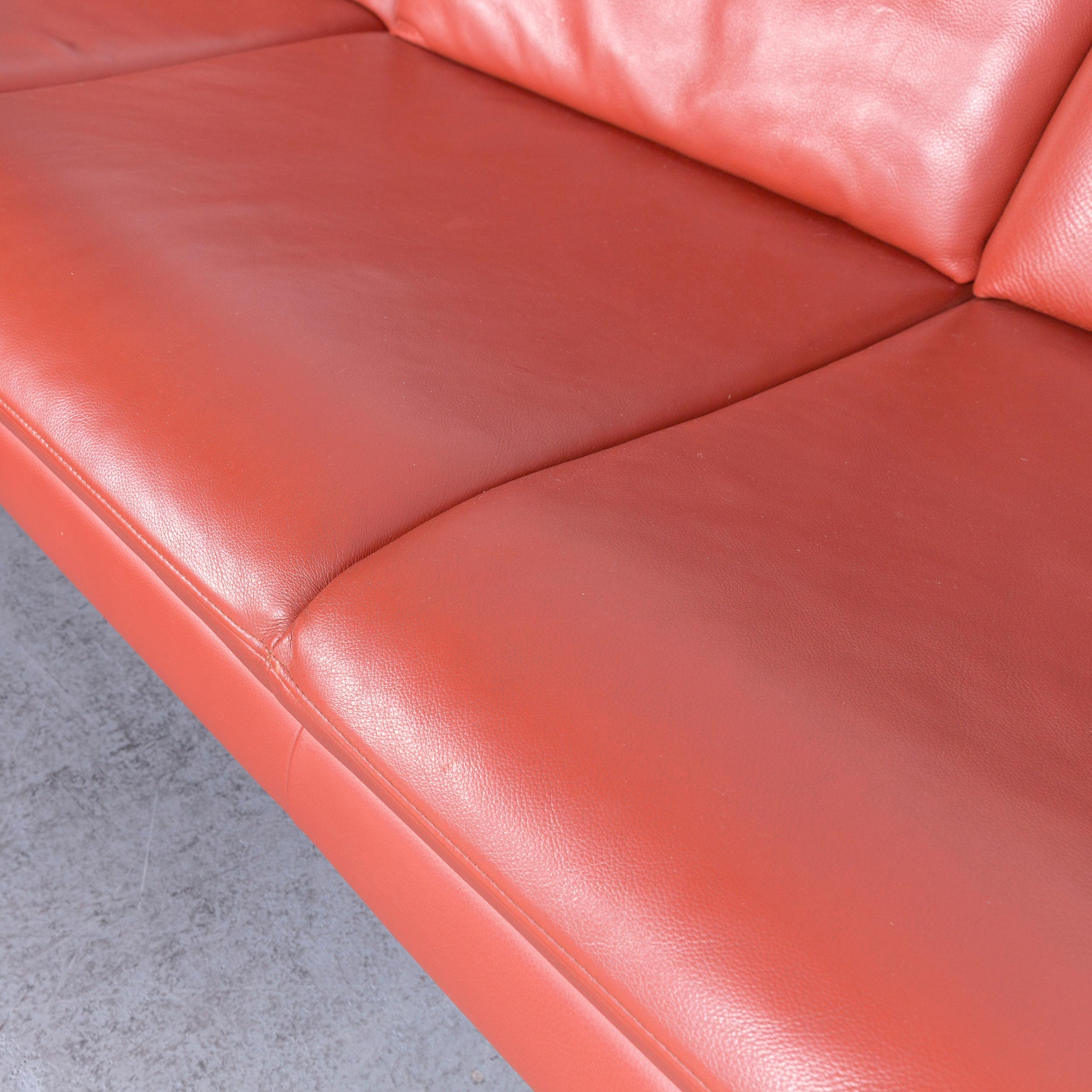 Laauser Corvus Designer Sofa Corner-Sofa Footstool Set Leather Red Couch  1