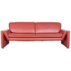 Laauser Corvus Designer Sofa Leather Red Three- Seat Couch Modern