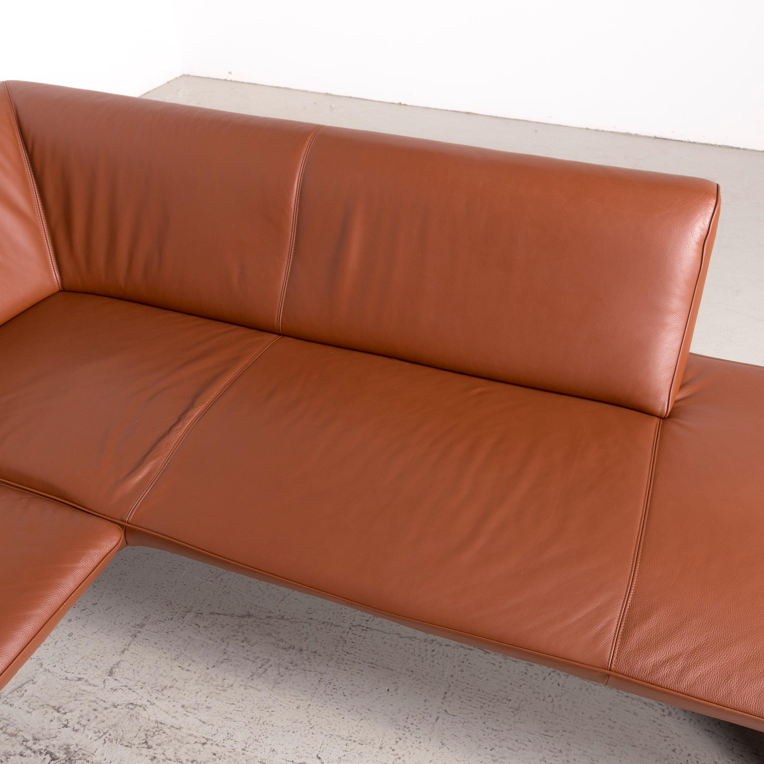 Modern Laauser Designer Corner Sofa Brown Cognac Genuine Leather Sofa Couch For Sale