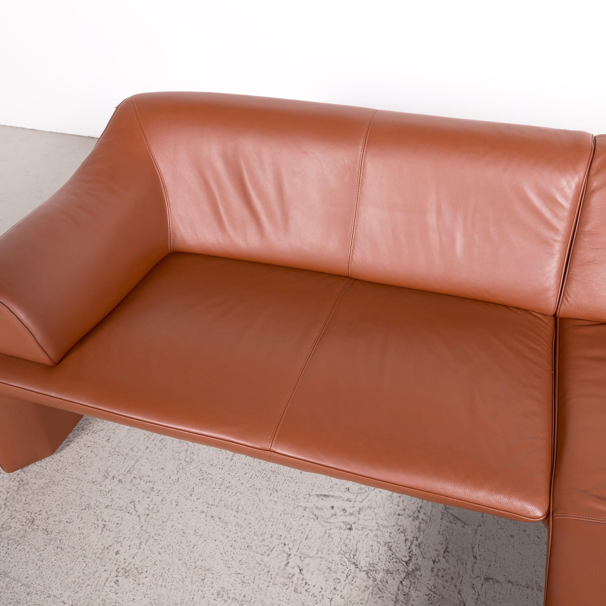 German Laauser Designer Corner Sofa Brown Cognac Genuine Leather Sofa Couch For Sale