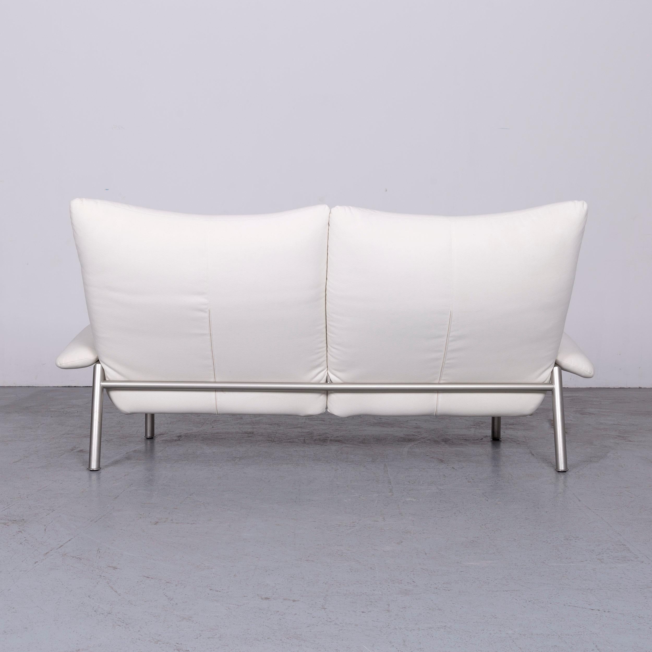 Laauser Designer Fabric Sofa White Three-Seat Couch For Sale 5