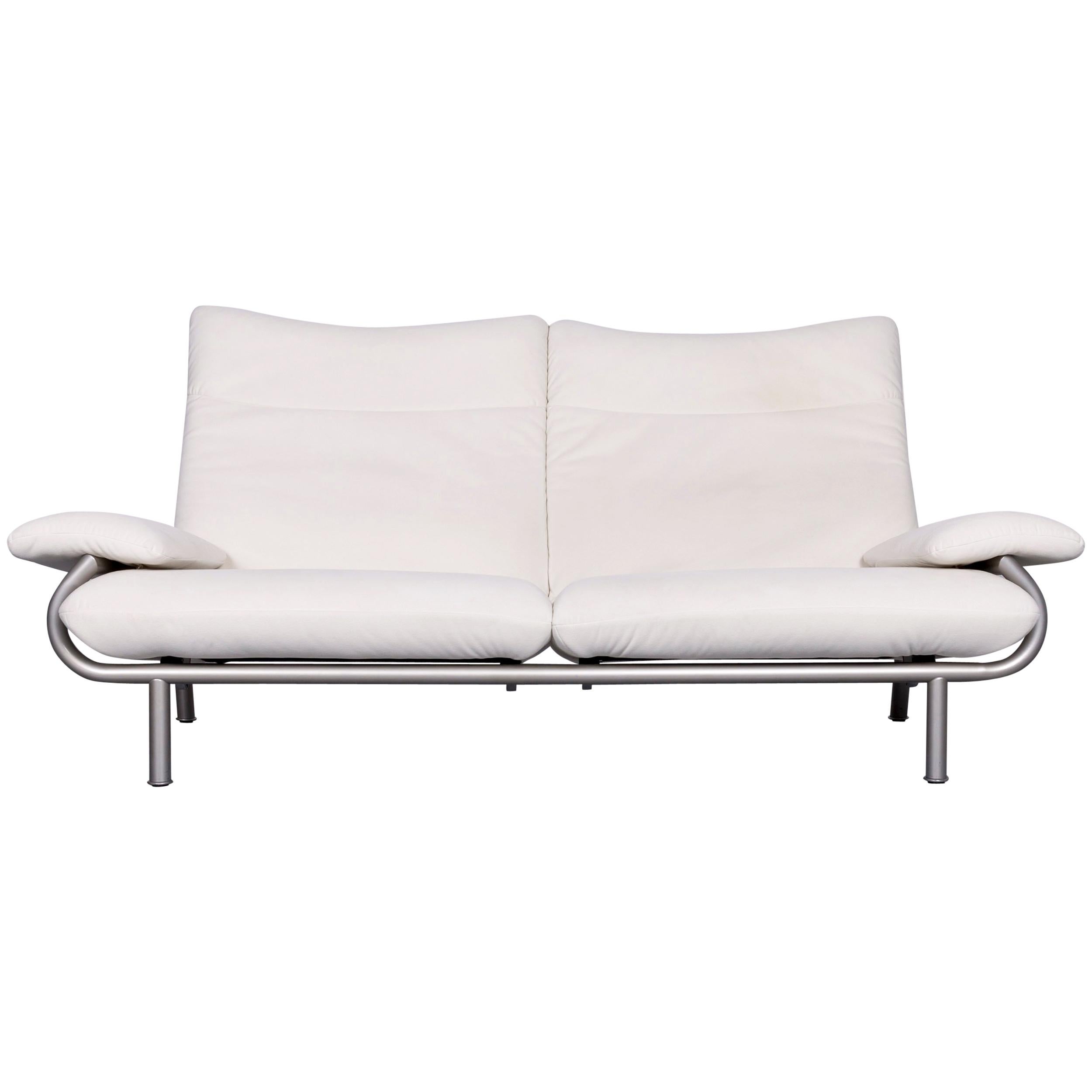 Laauser Designer Fabric Sofa White Three-Seat Couch For Sale