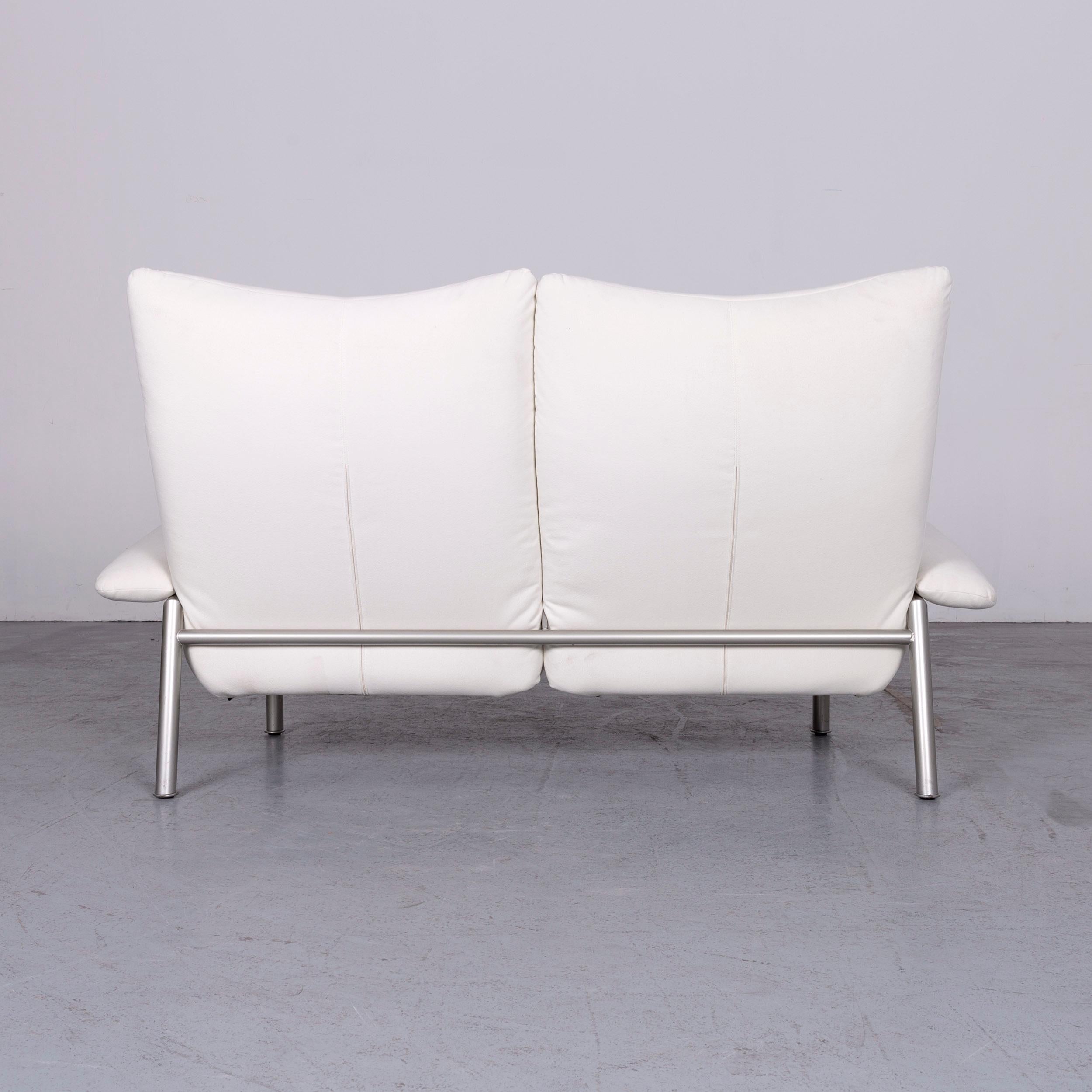 Laauser Designer Fabric Sofa White Two-Seat Couch For Sale 4