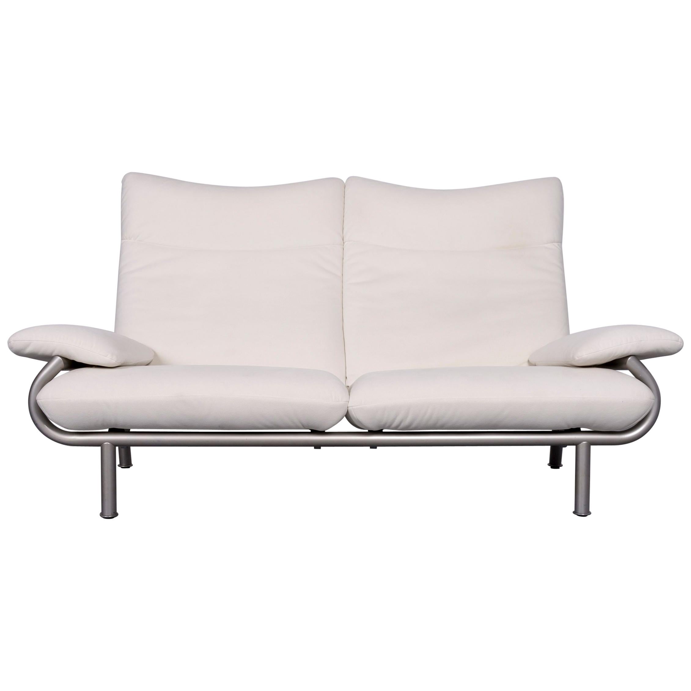 Laauser Designer Fabric Sofa White Two-Seat Couch For Sale