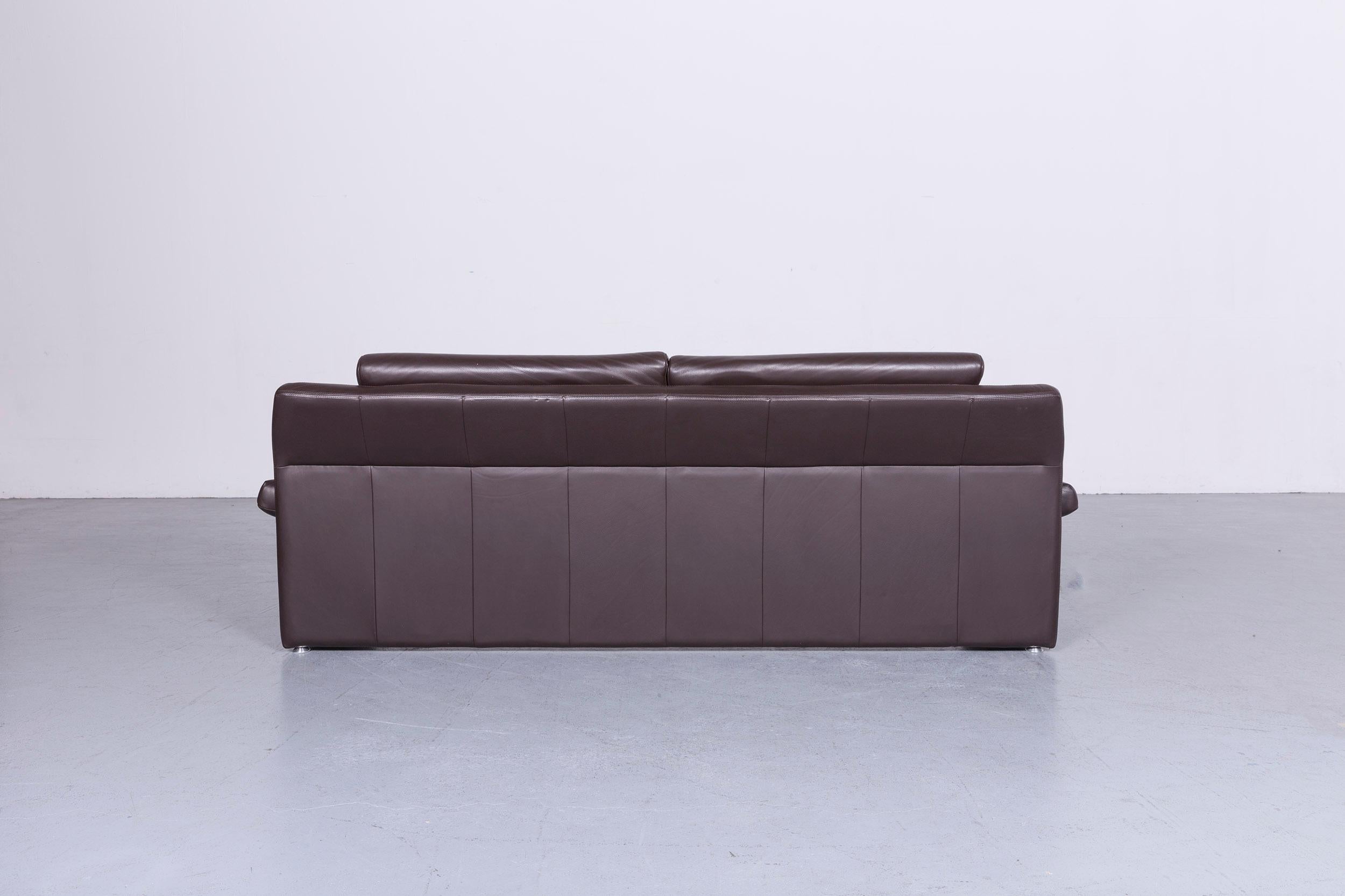 Laauser Designer Leather Sofa Brown Three-Seat Couch For Sale 7