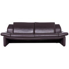 Laauser Designer Leather Sofa Brown Three-Seat Couch