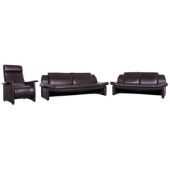 Laauser Designer Leather Sofa Brown Three-Seat Couch