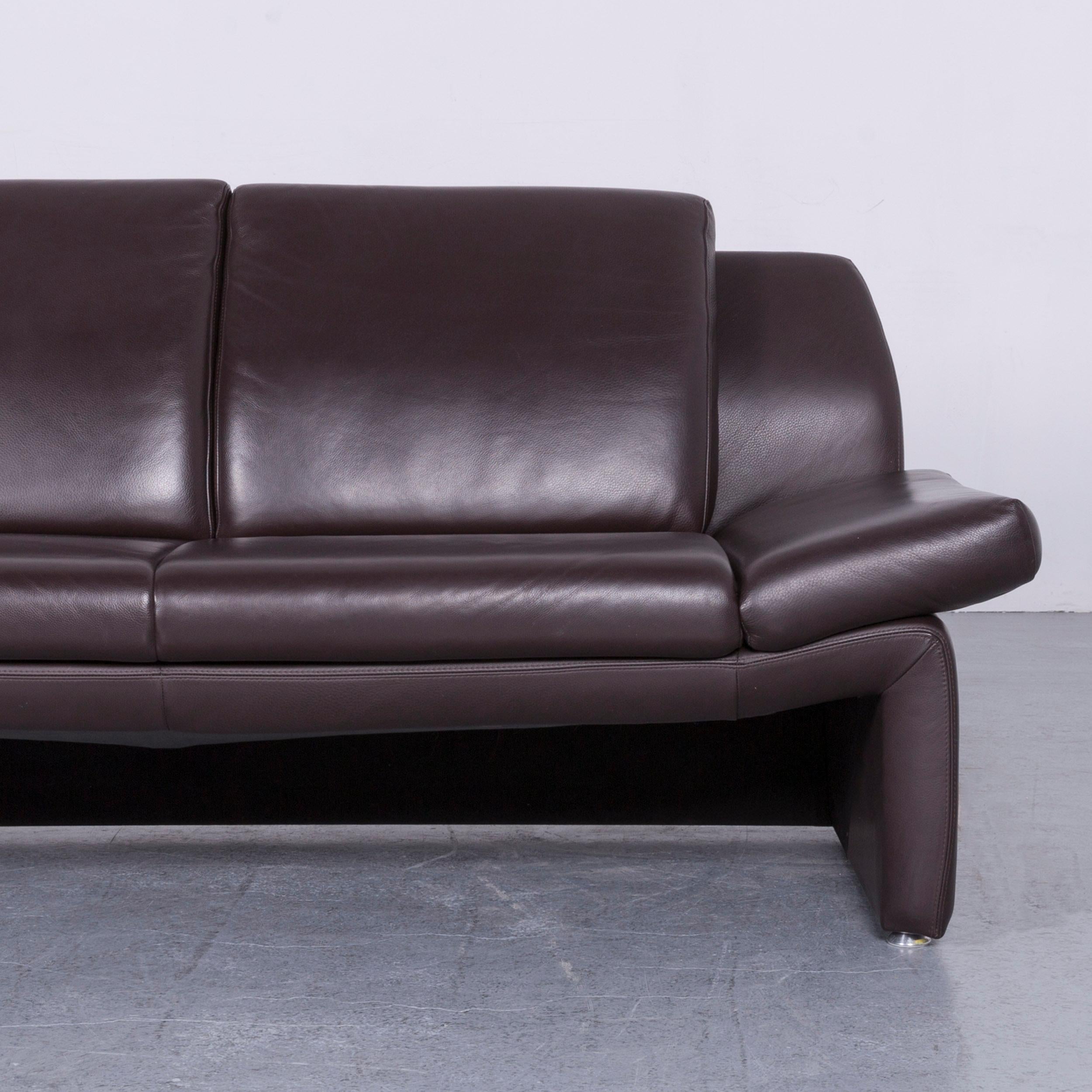 Contemporary Laauser Designer Leather Sofa Brown Two-Seat Couch For Sale