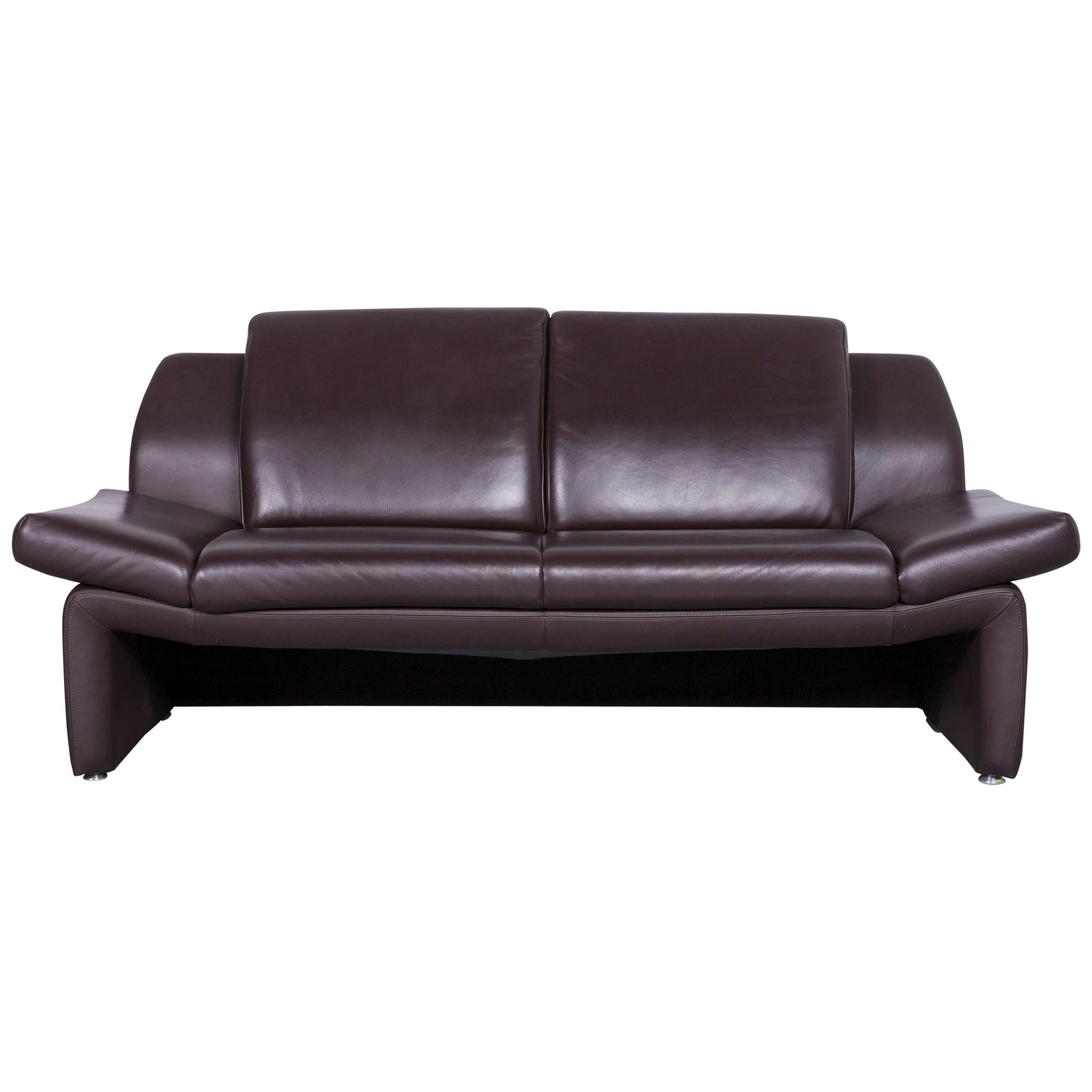 Laauser Designer Leather Sofa Brown Two-Seat Couch For Sale