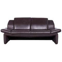 Laauser Designer Leather Sofa Brown Two-Seat Couch