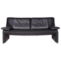 Laauser Flair Designer Leather Sofa Black Genuine Leather Three-Seat Couch