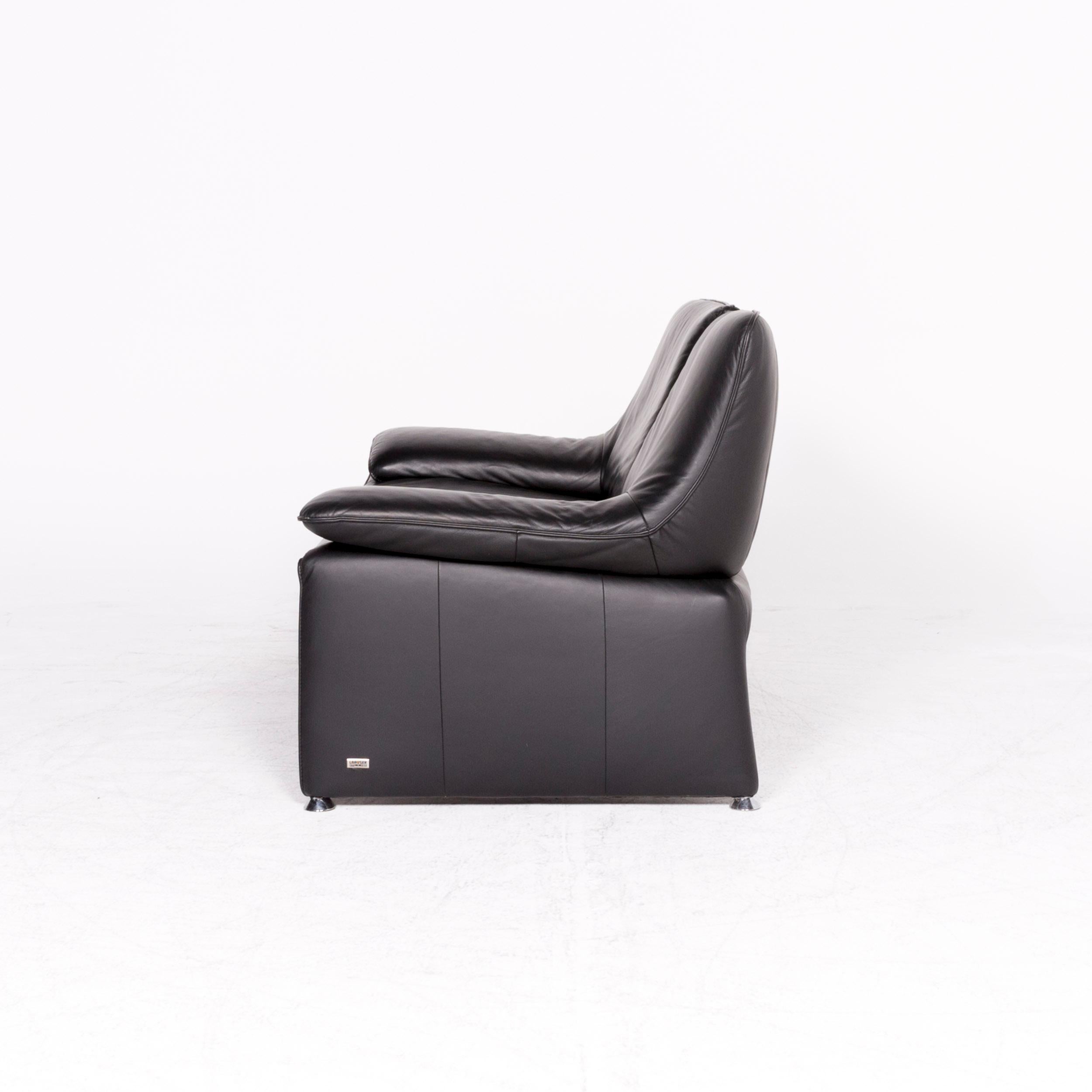 Laauser Flair Designer-Leder-Sofa mit zwei Sitzen aus schwarzem echtem Leder 4