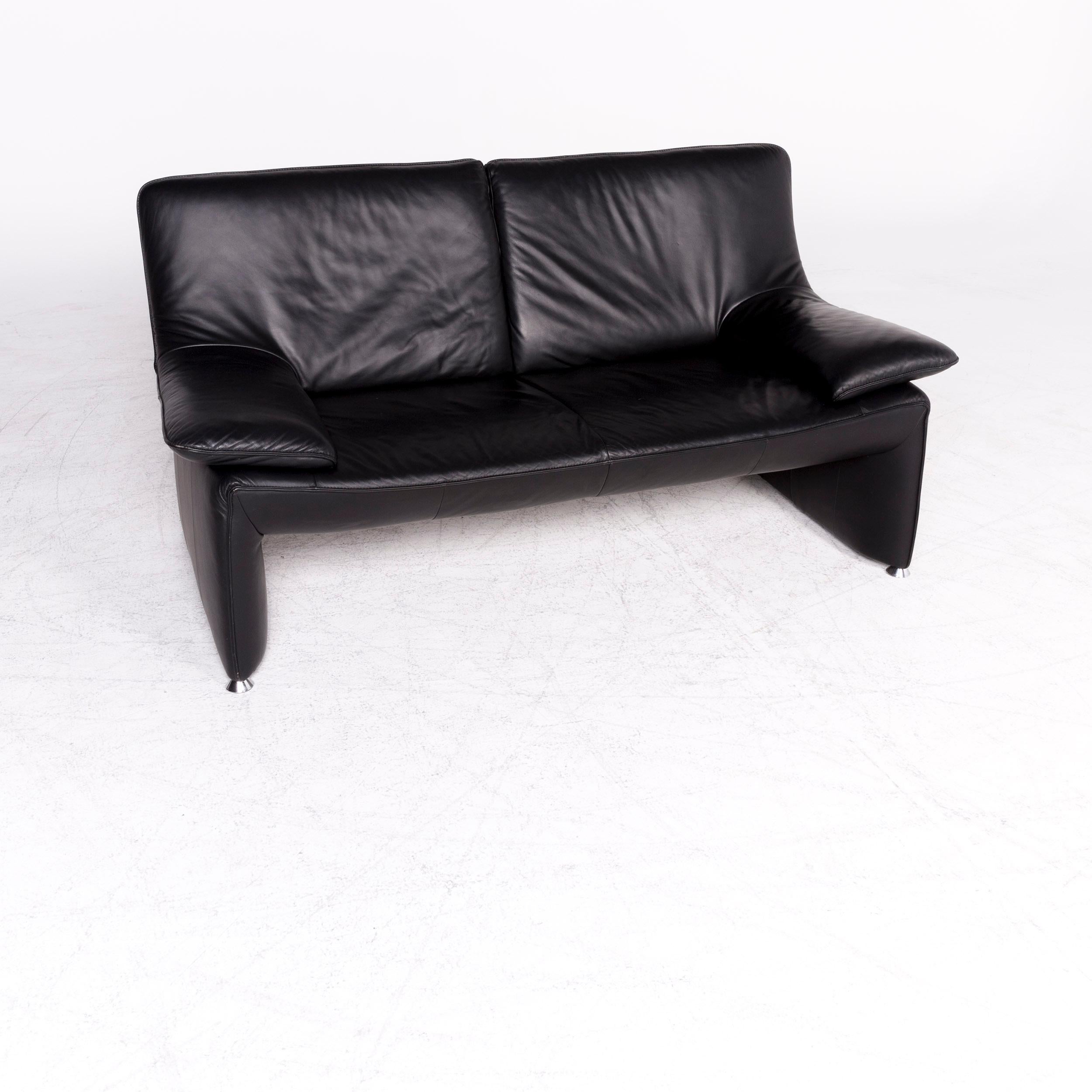 Moderne Canapé deux places en cuir véritable noir Laauser Flair Designer