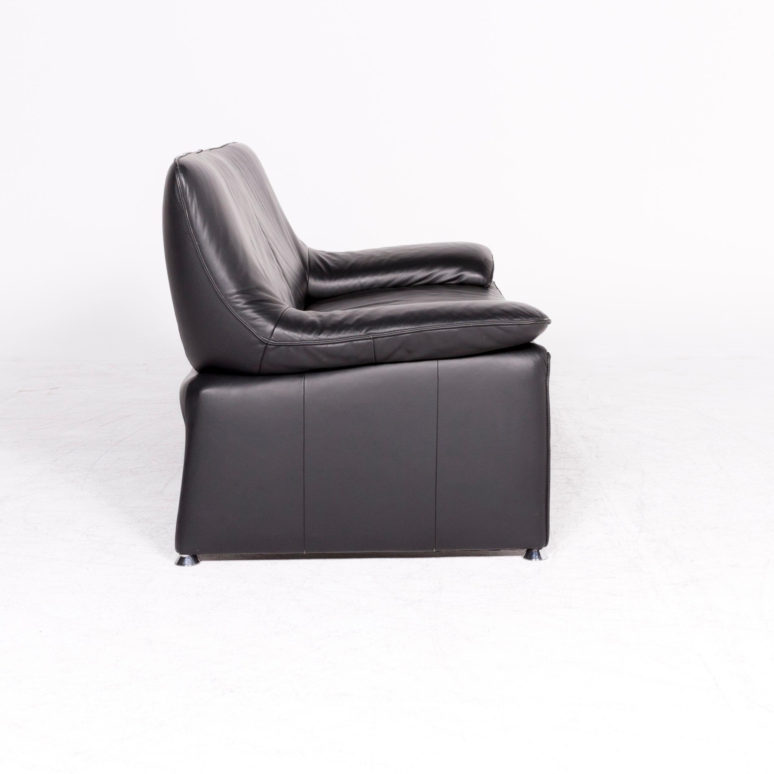 Laauser Flair Designer-Leder-Sofa mit zwei Sitzen aus schwarzem echtem Leder 2