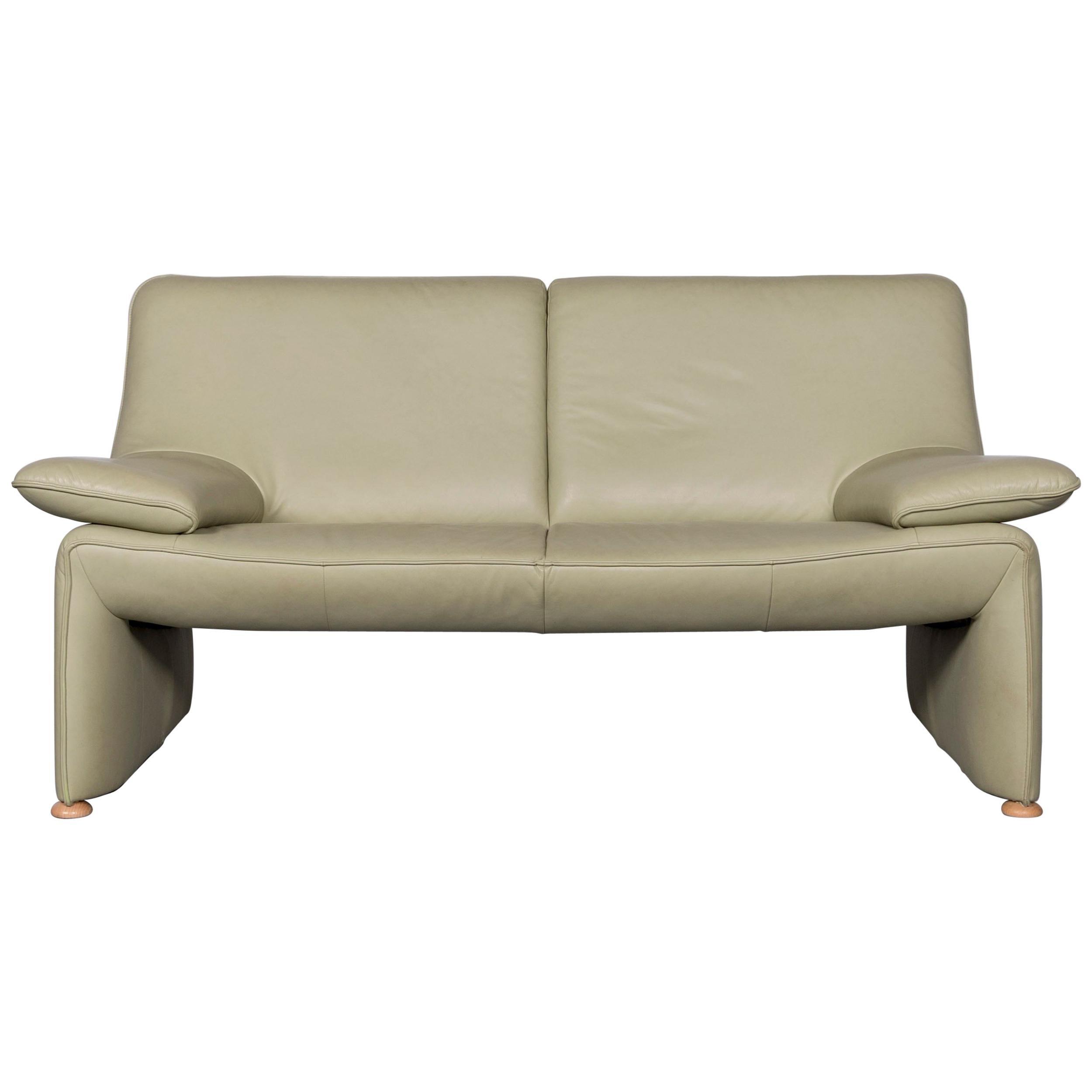 Laauser Flair Designer Sofa Leather Green Two-Seat Couch Modern For Sale