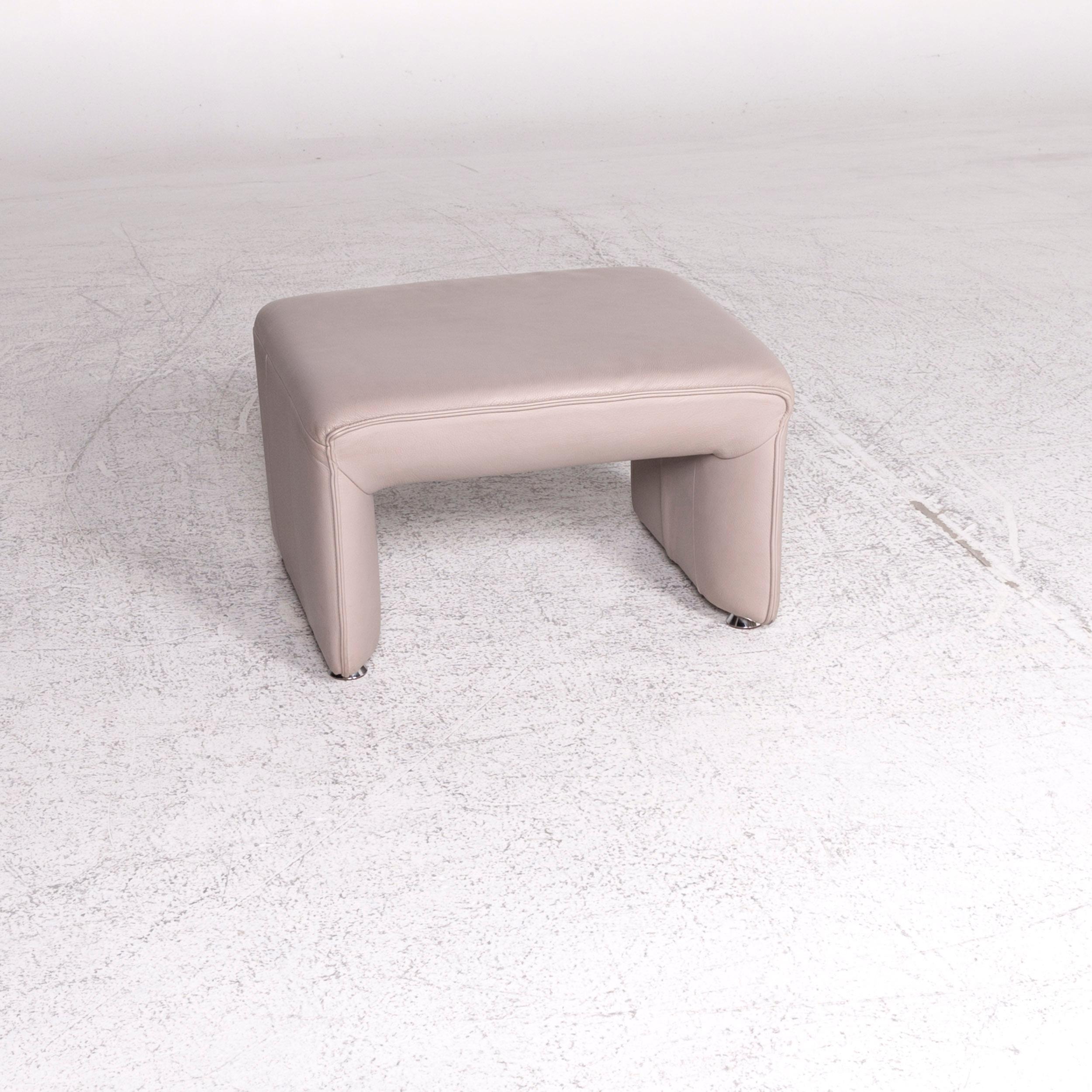 German Laauser Flair Leather Stool Gray Footstool For Sale