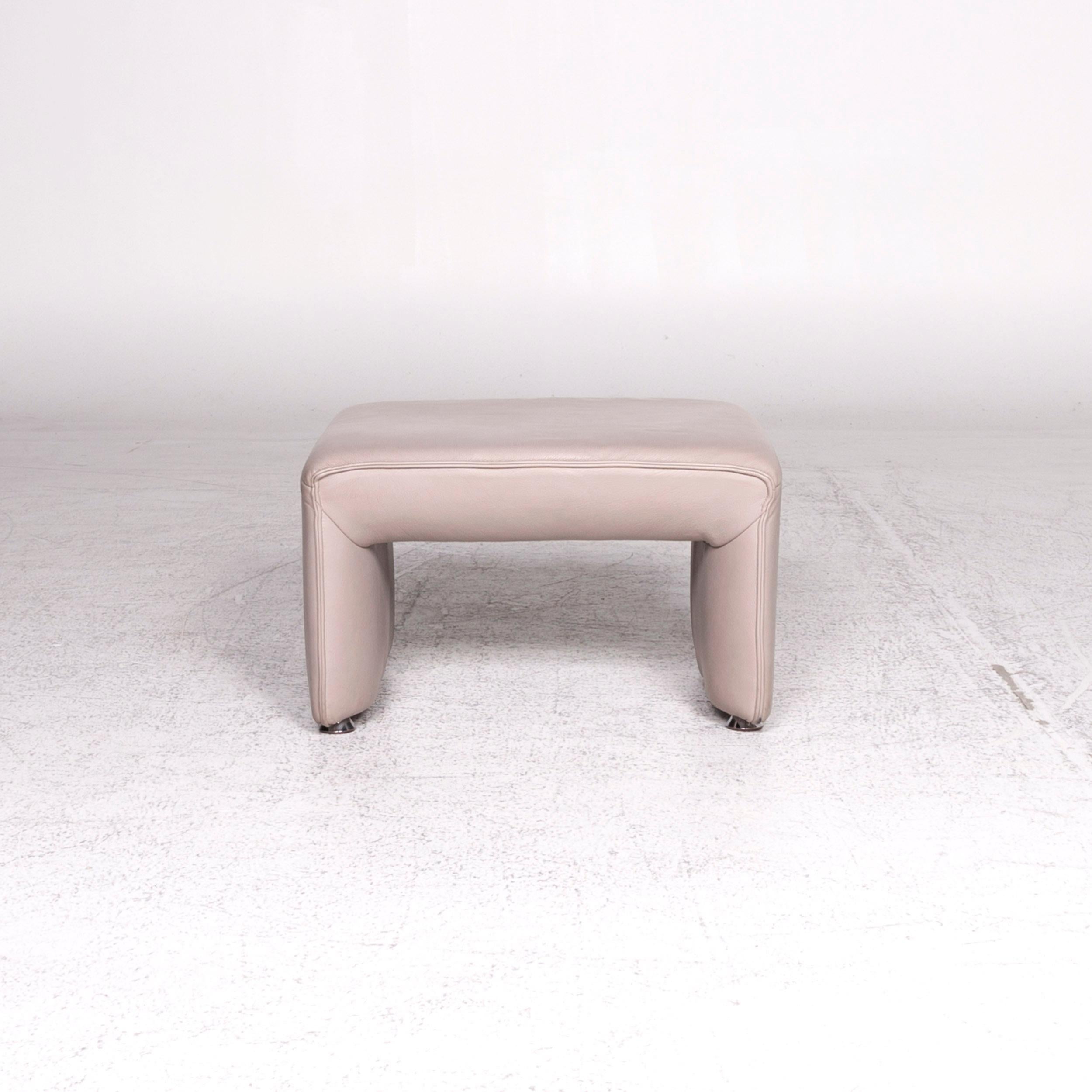 Contemporary Laauser Flair Leather Stool Gray Footstool For Sale