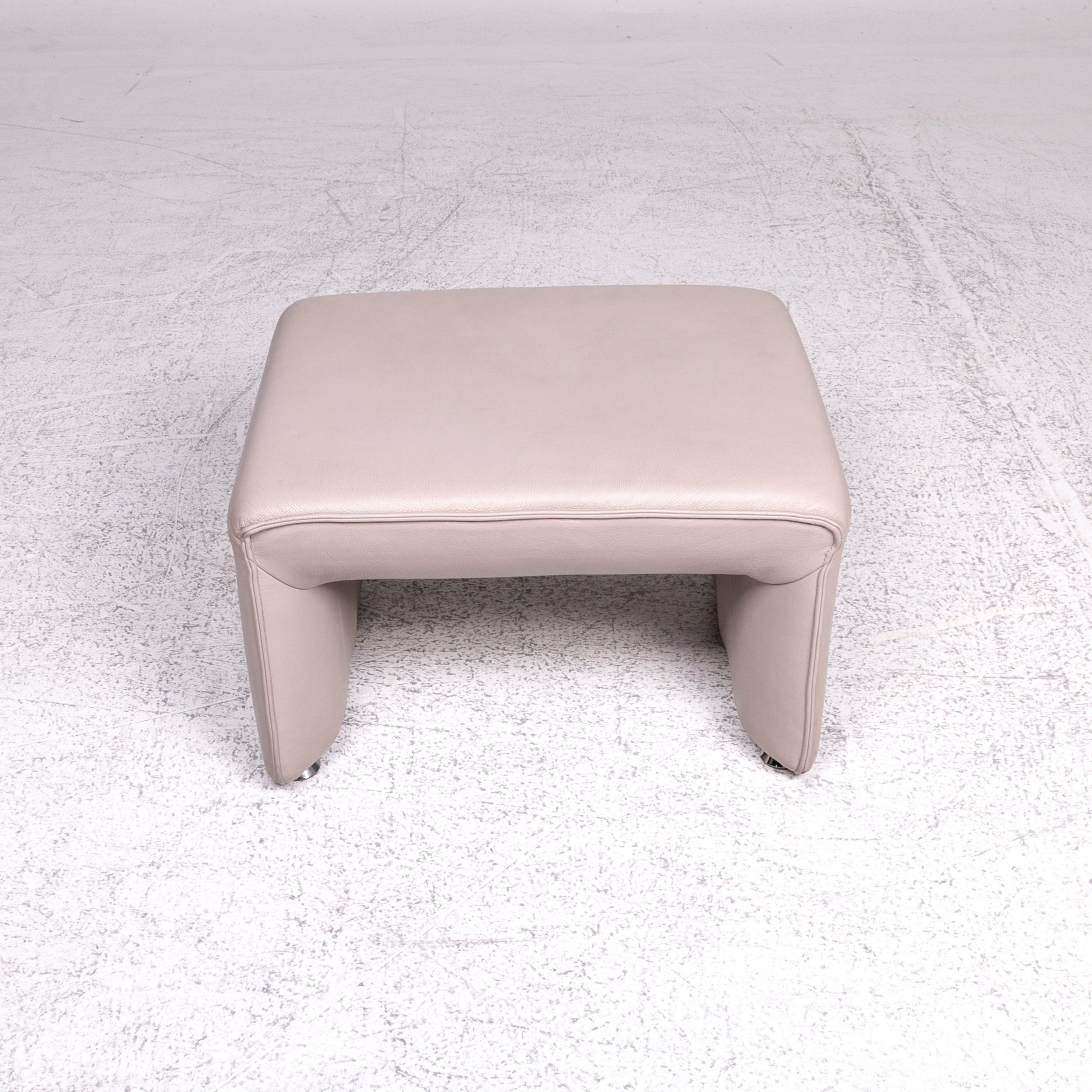 Laauser Flair Leather Stool Gray Footstool For Sale 2